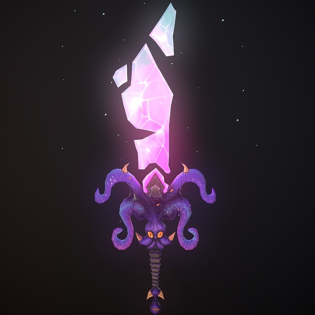Hand Painted Octopus Chaos Sword Low-poly 3D model_4