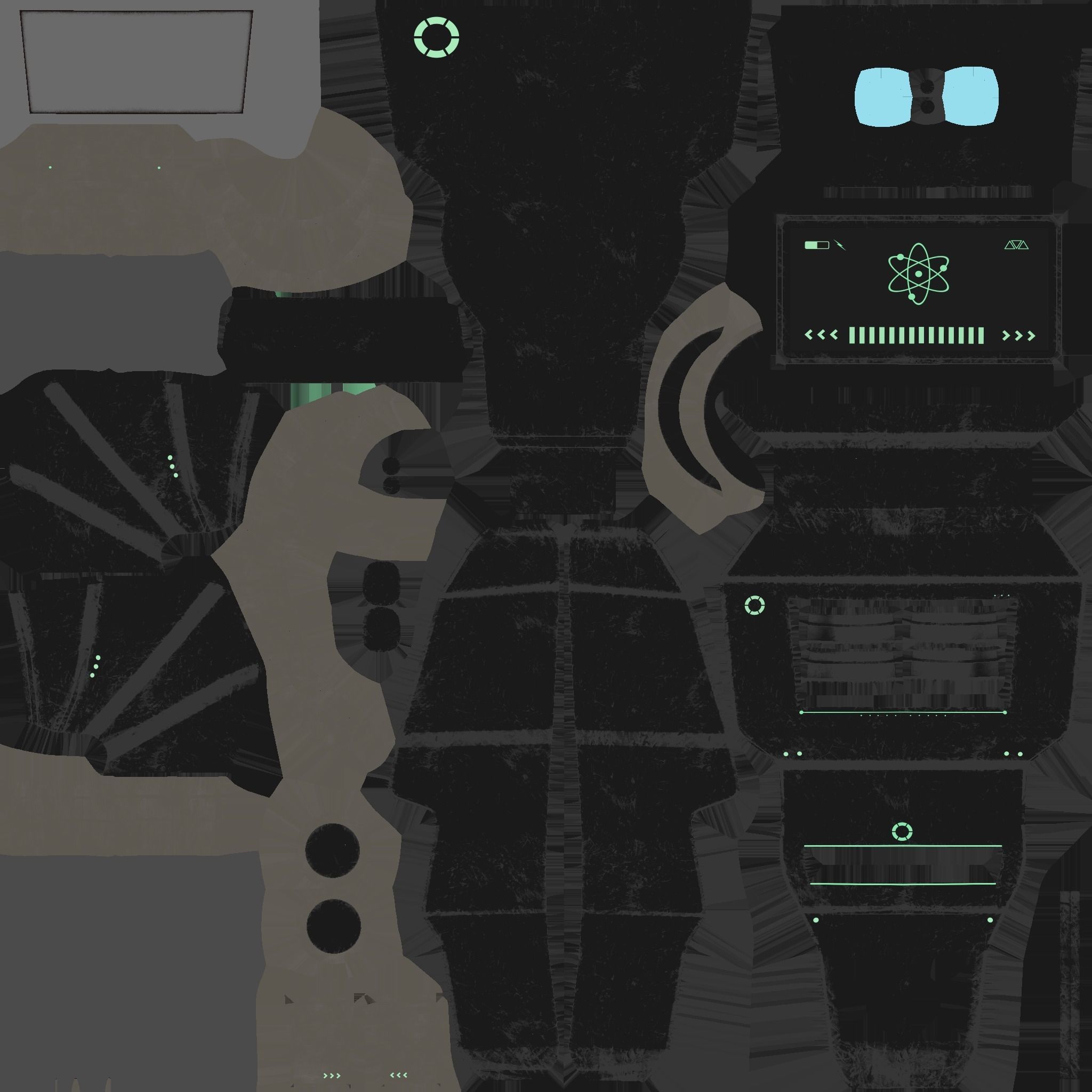 SciFi Backpack 04 Black - Character Fashion Design Low-poly 3D model_15