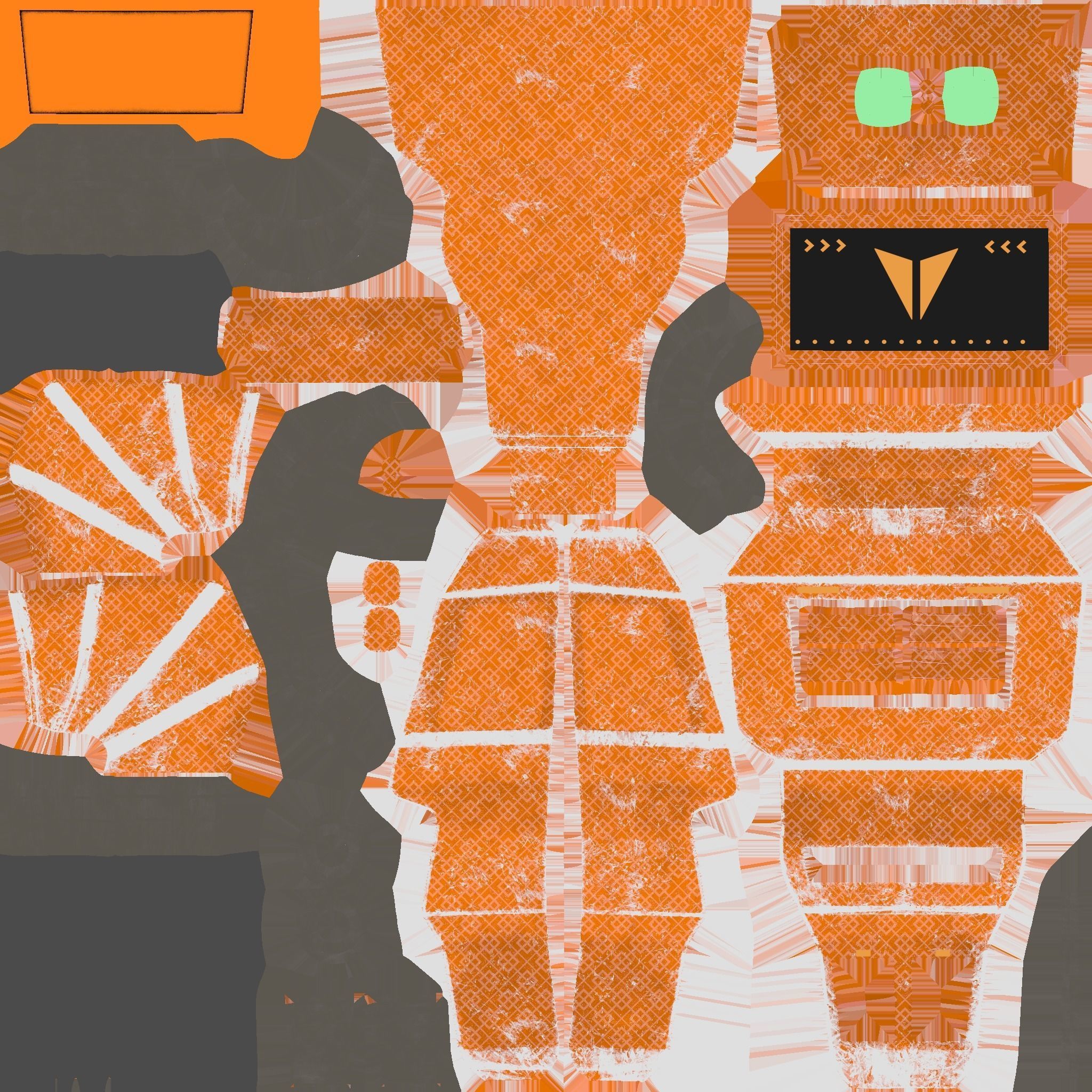 SciFi Backpack 05 Orange - Character Fashion Design Low-poly 3D model_15