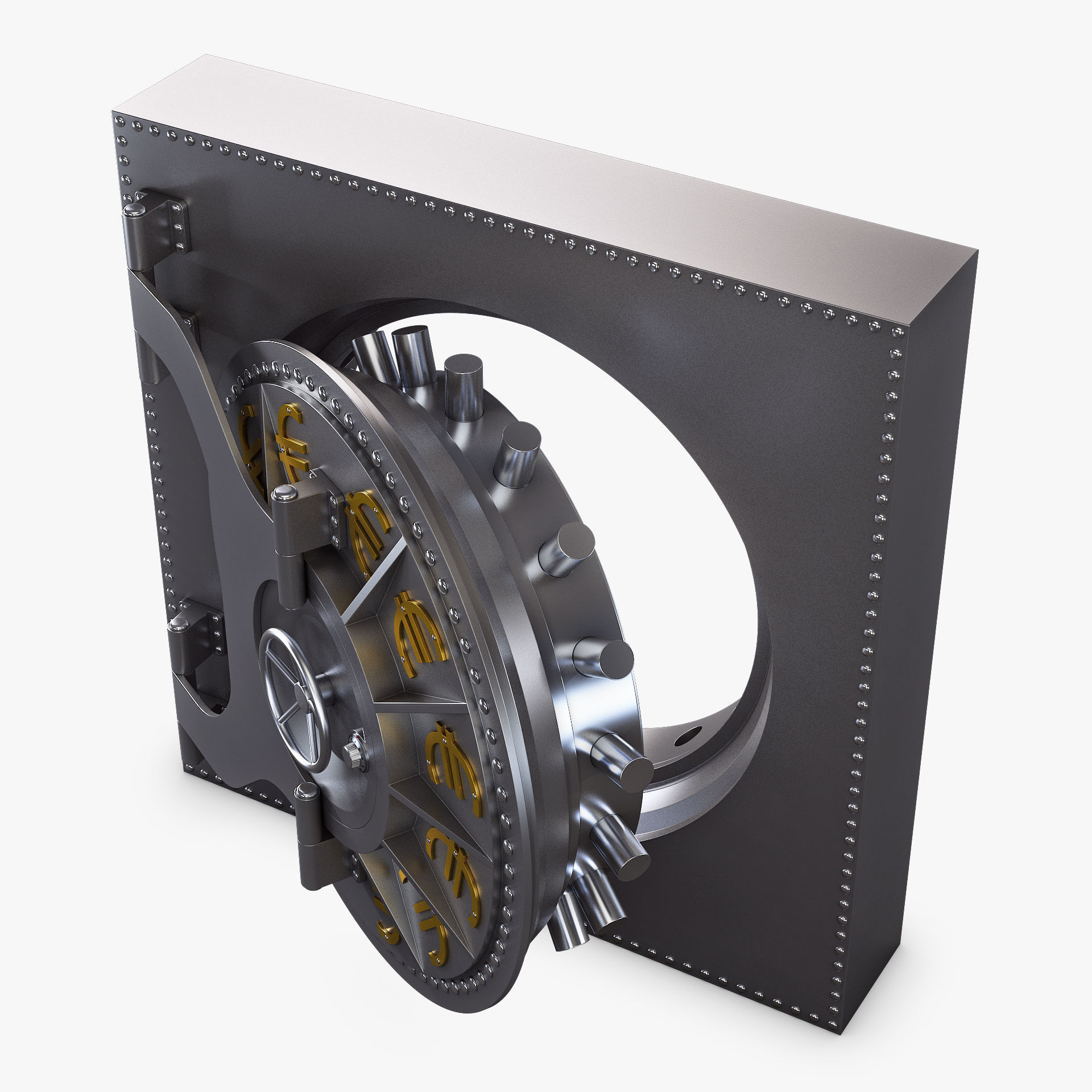 Bank Vault Door v 4 3D model_7