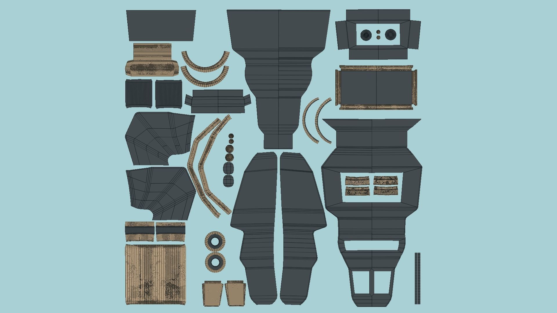 SciFi Backpack 06 Black Bronze - Character Fashion Design Low-poly 3D model_5
