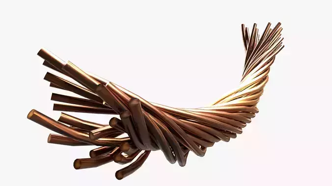 copper wire cable structure Low-poly 3D model