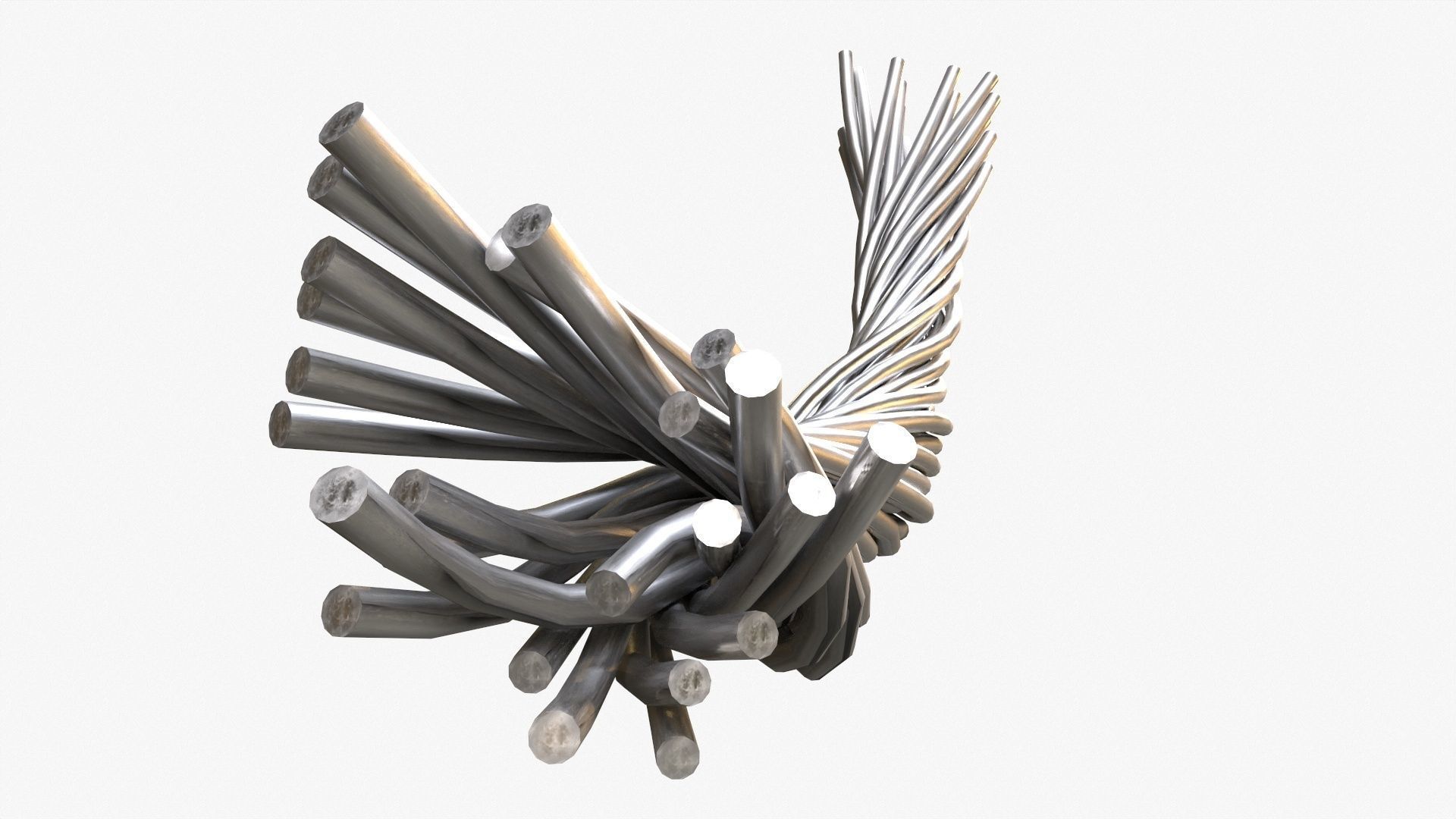 Metal wire cable structure Low-poly 3D model_3