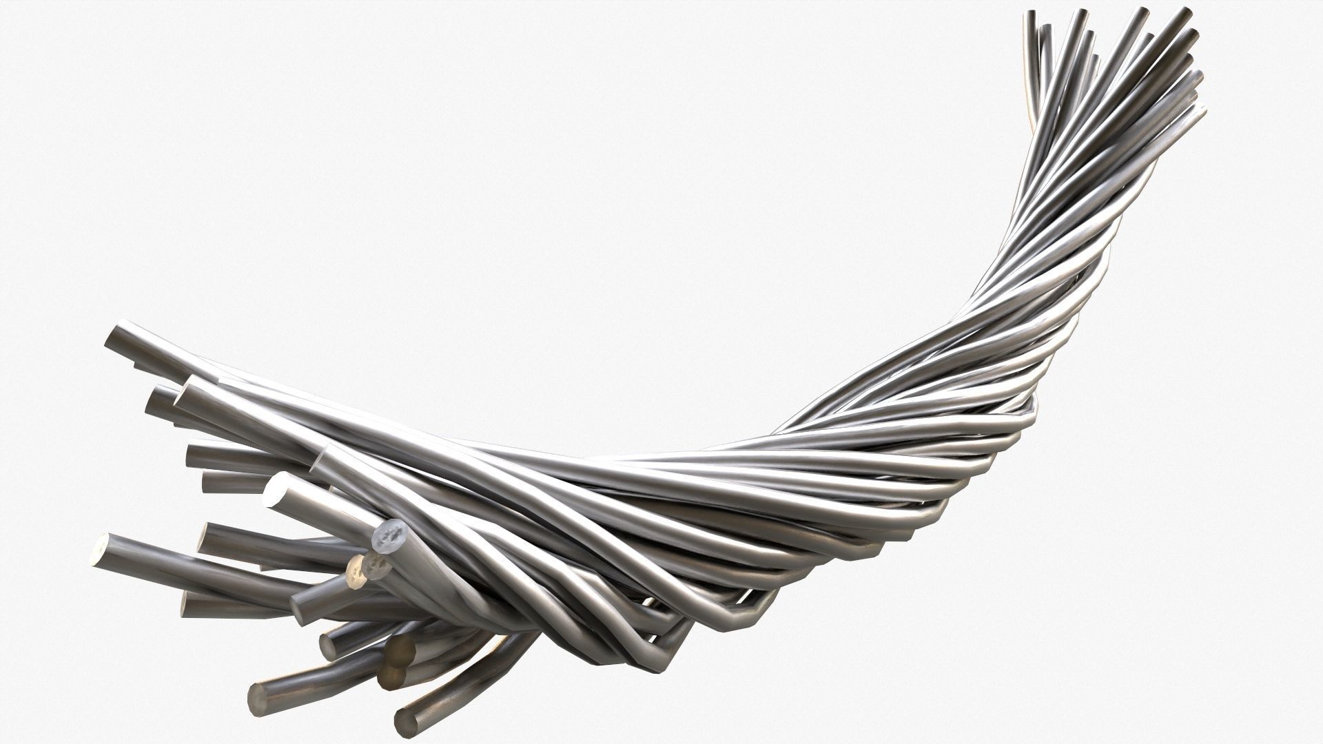 Metal wire cable structure Low-poly 3D model_1