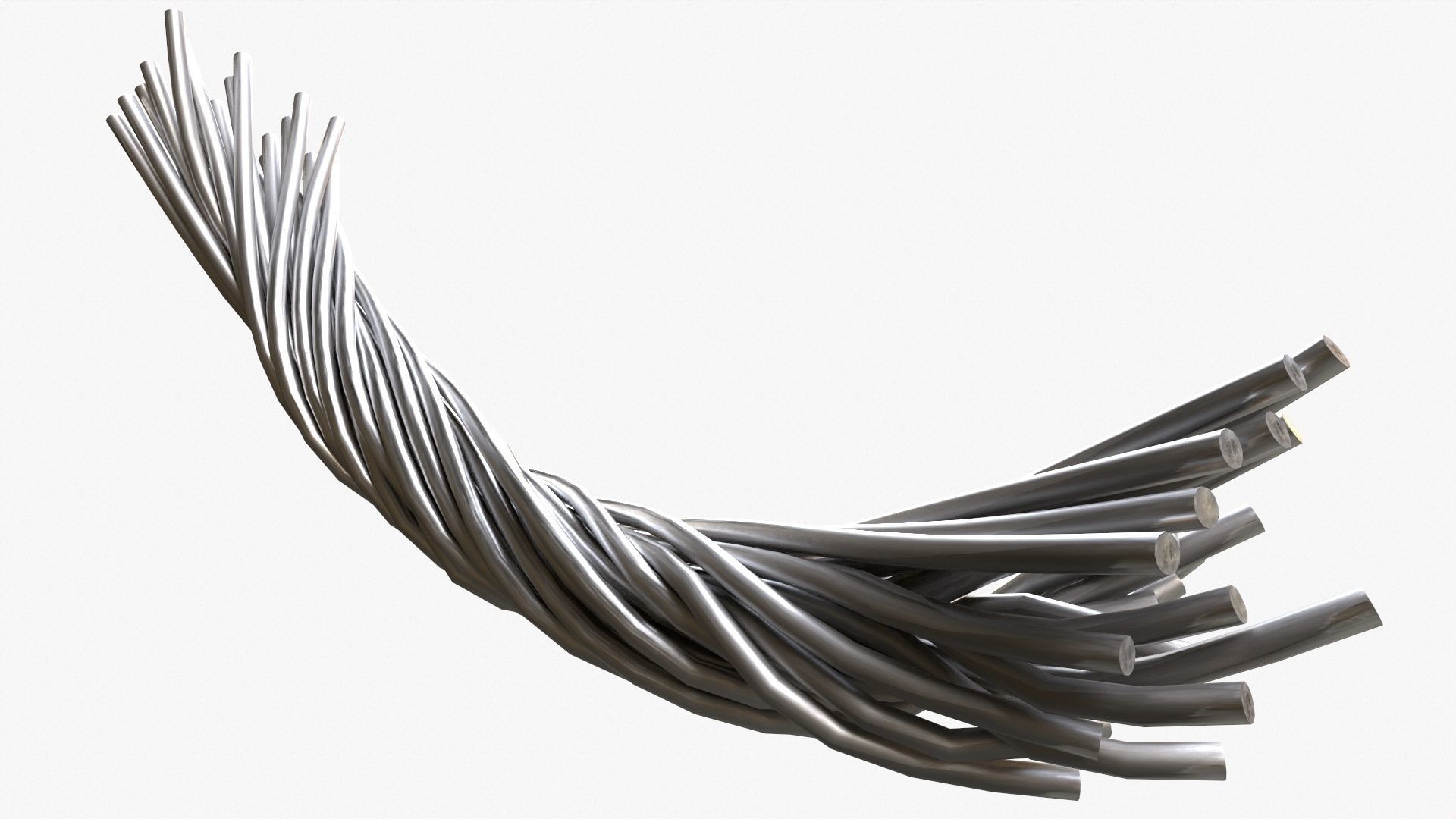 Metal wire cable structure Low-poly 3D model_2