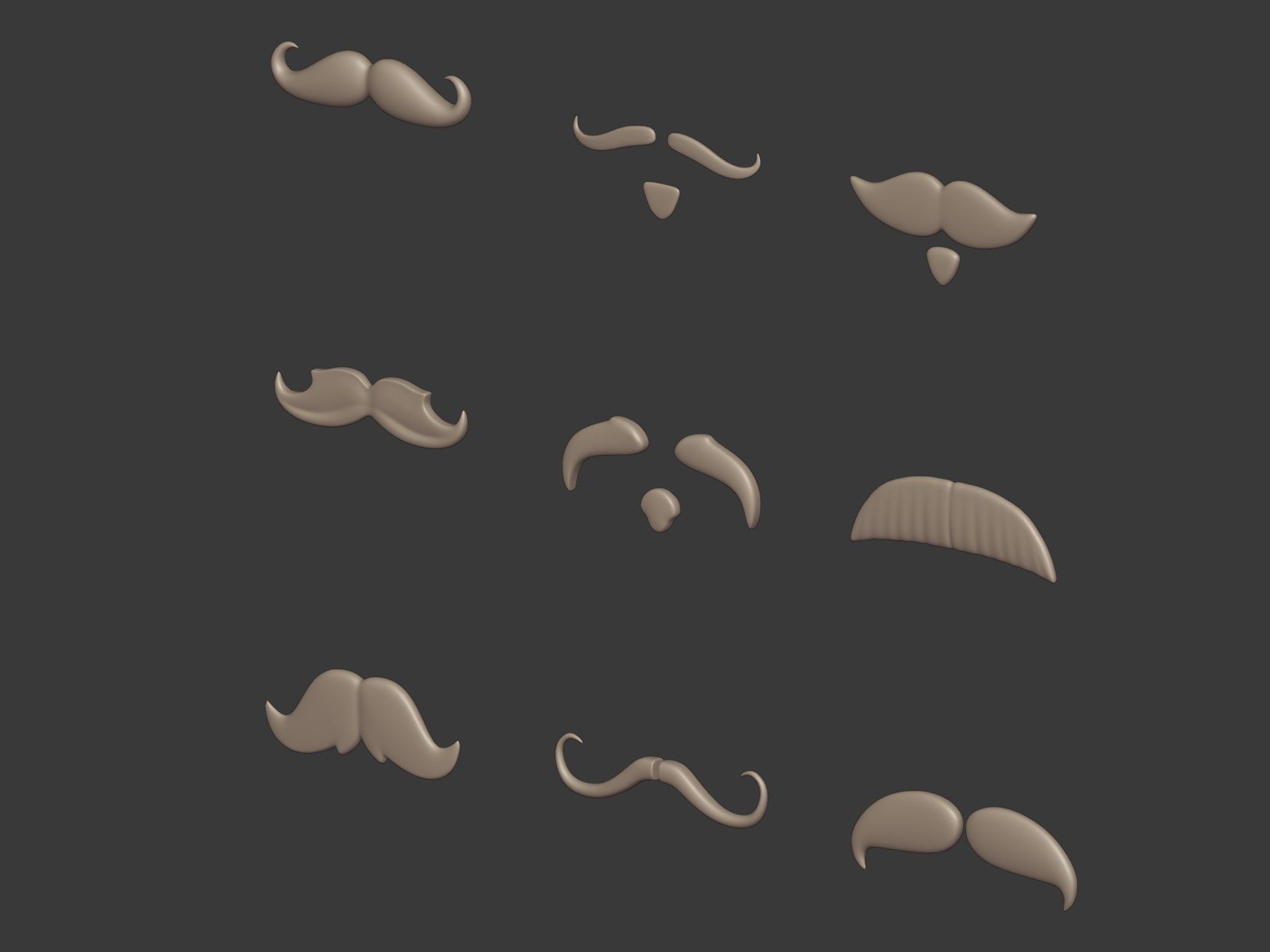 Cartoon Mustaches Pack Low-poly 3D model_5