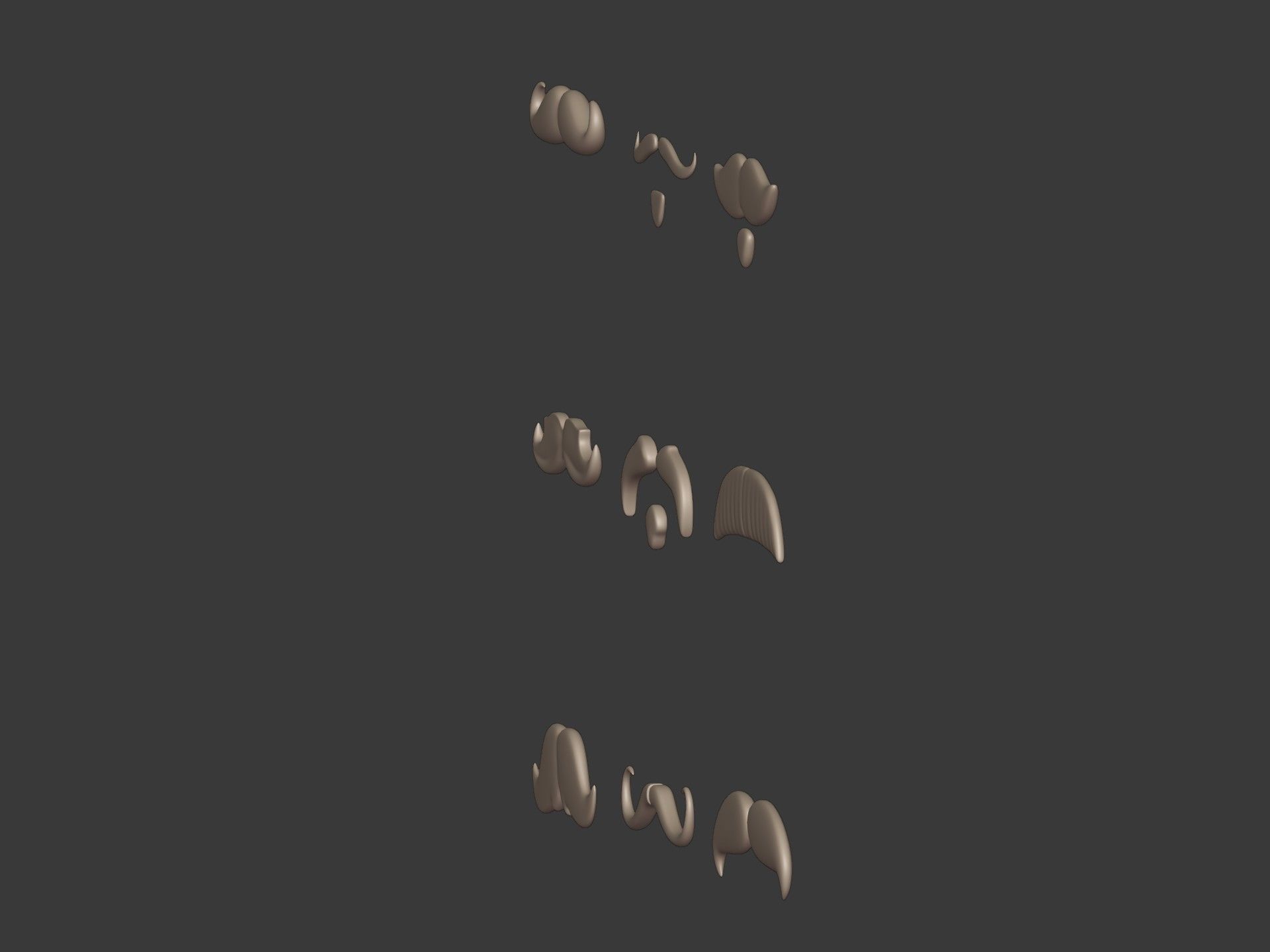 Cartoon Mustaches Pack Low-poly 3D model_6