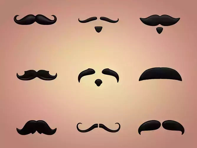 Cartoon Mustaches Pack Low-poly 3D model