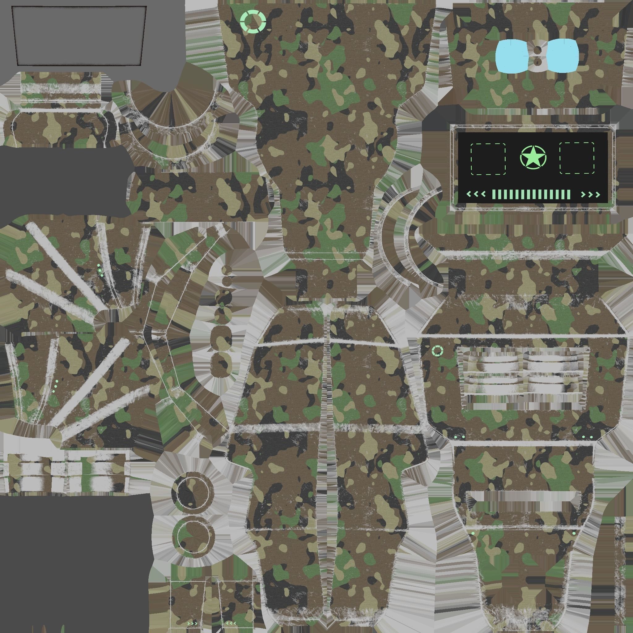 SciFi Backpack 07 Military Camo - Character Fashion Design Low-poly 3D model_15