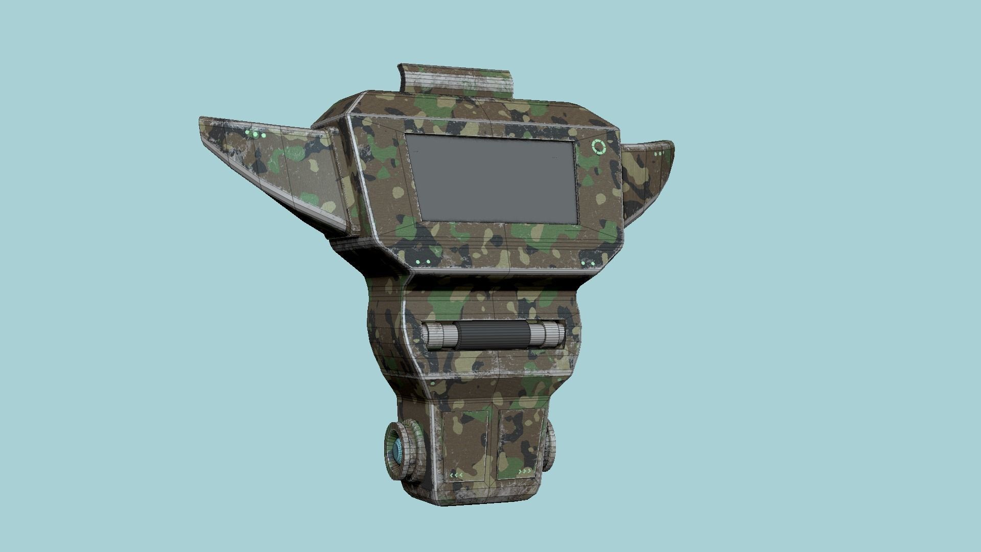 SciFi Backpack 07 Military Camo - Character Fashion Design Low-poly 3D model_6