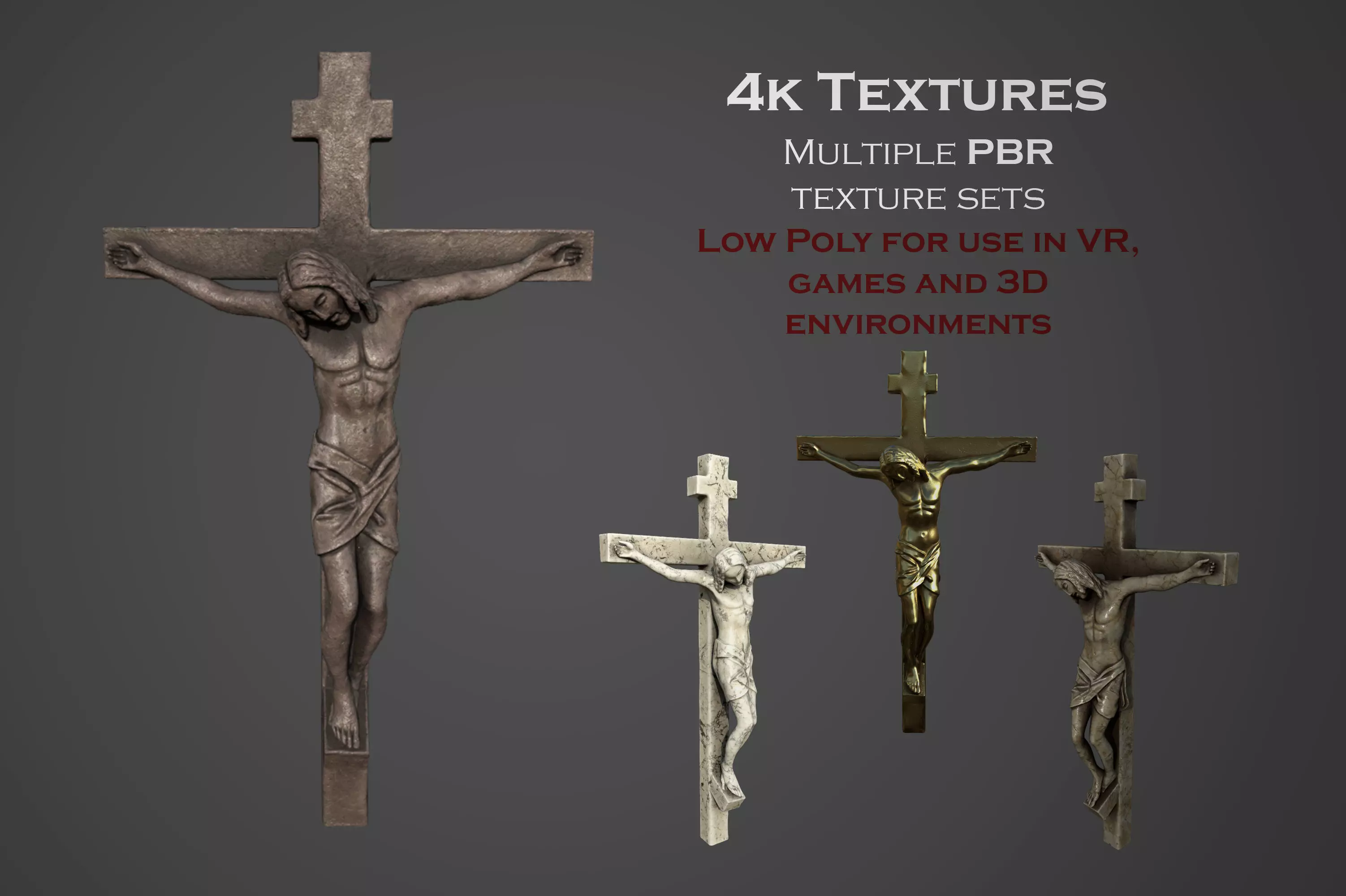 statue of Christ on the Crucifix Low-poly 3D model