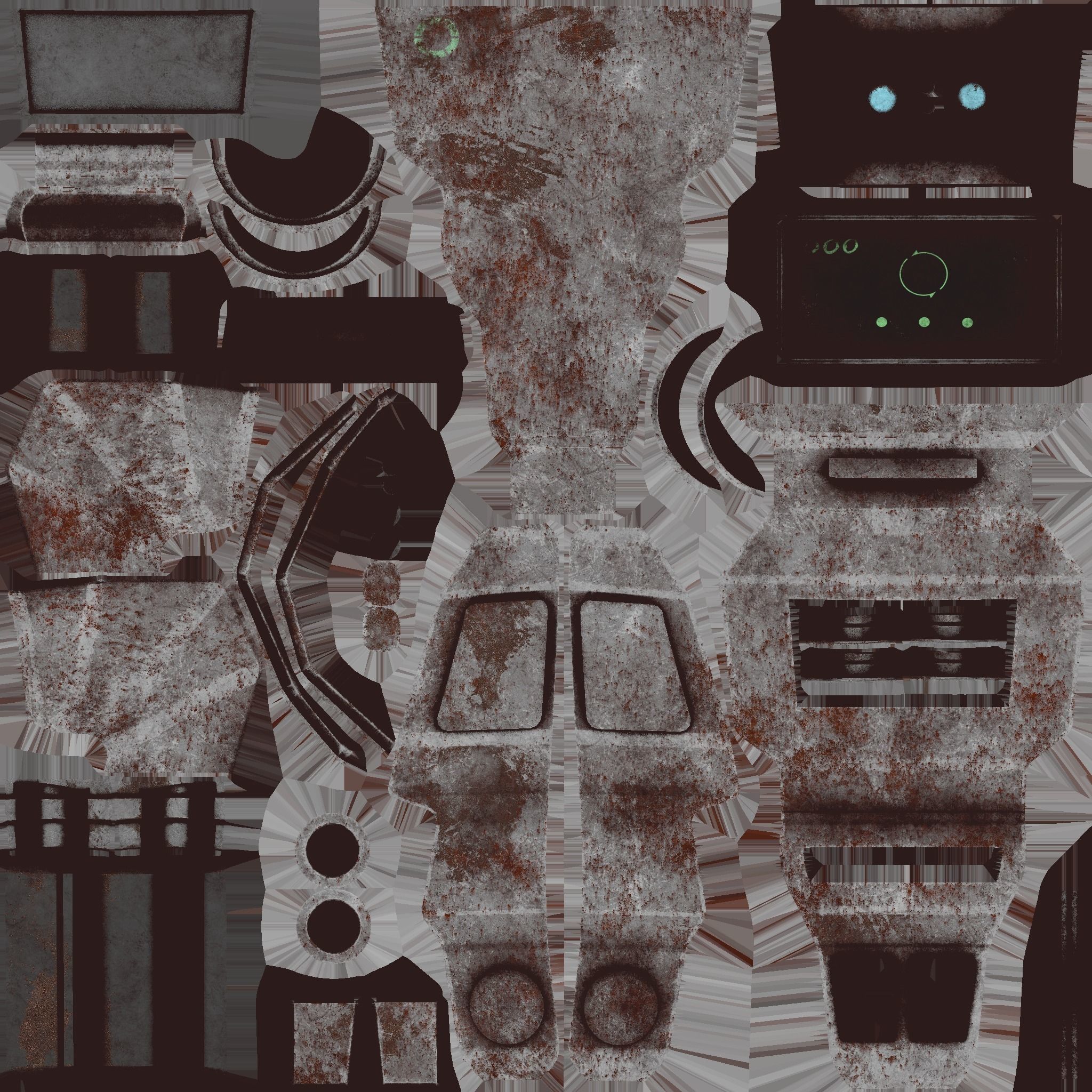 SciFi Backpack 08 Rust Destroyed - Character Fashion Design Low-poly 3D model_15