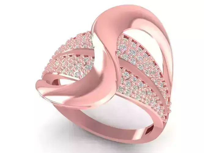 Elegant Wave Design Pave Diamond Ring for Women 2526