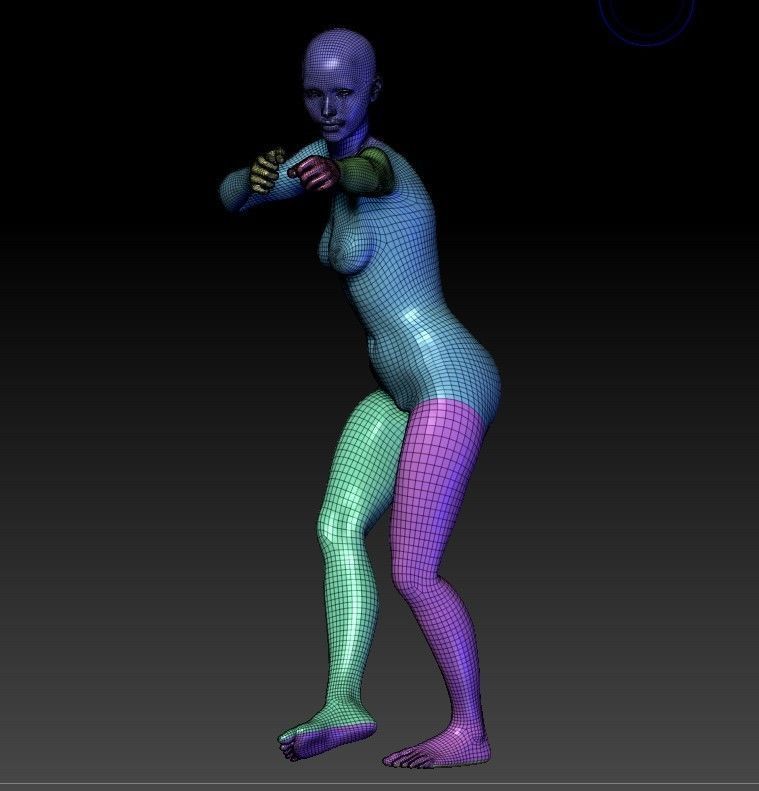 Base mesh of warrior girl Low-poly 3D model_3