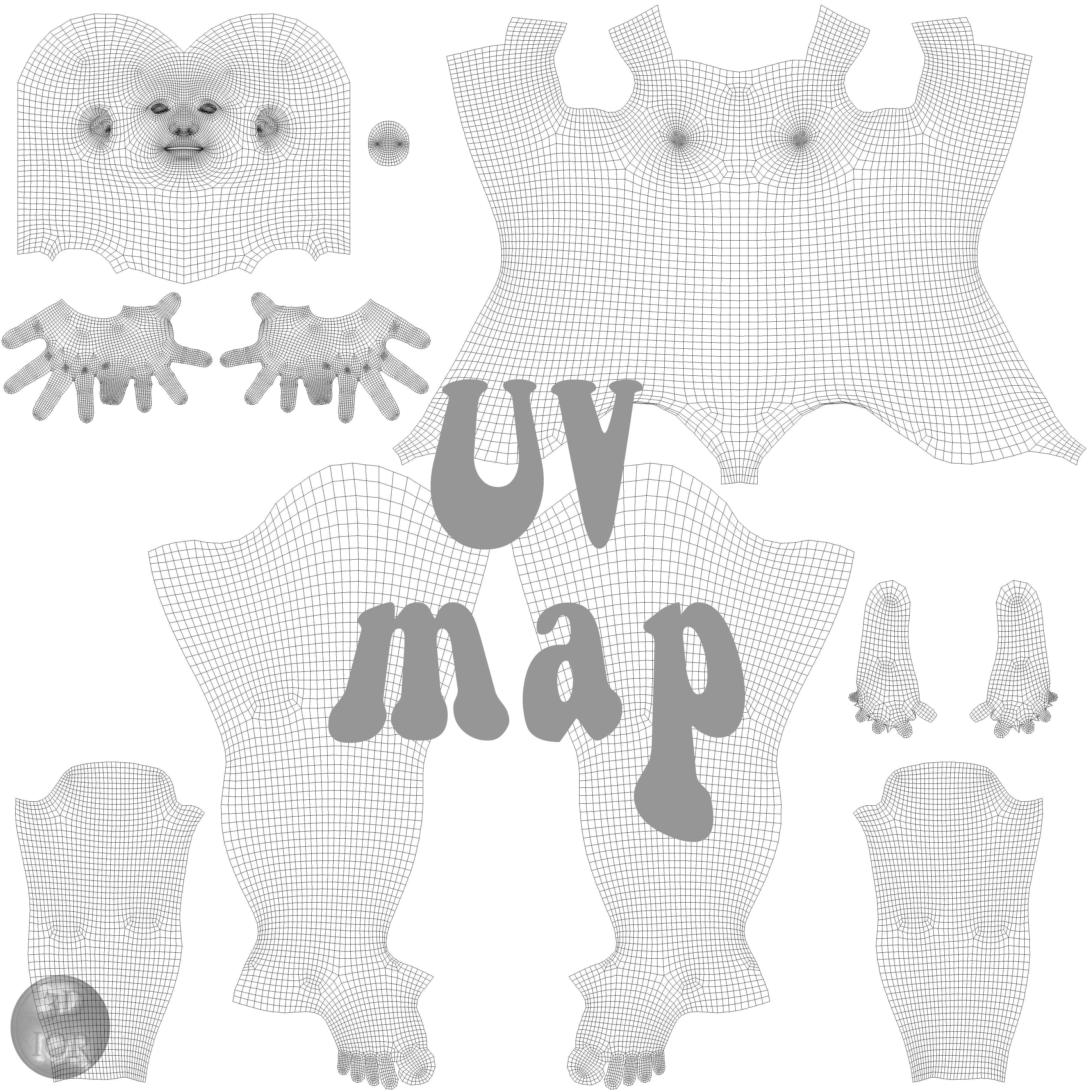 Base mesh of warrior girl Low-poly 3D model_4