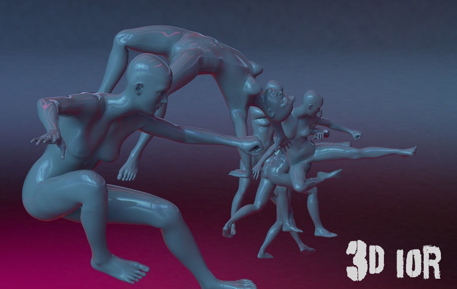 Base mesh of warrior girl Low-poly 3D model_2