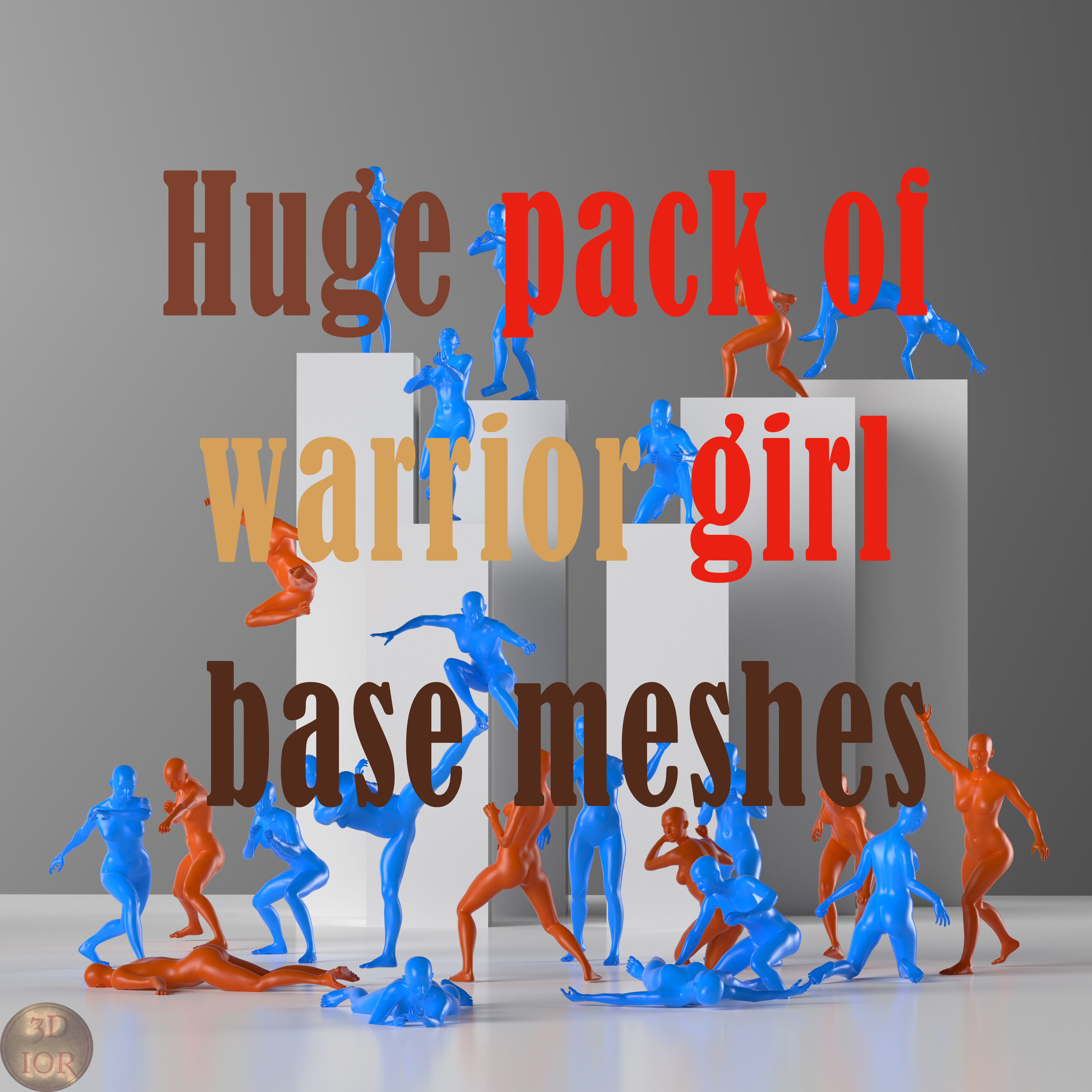 Base mesh of warrior girl Low-poly 3D model_8