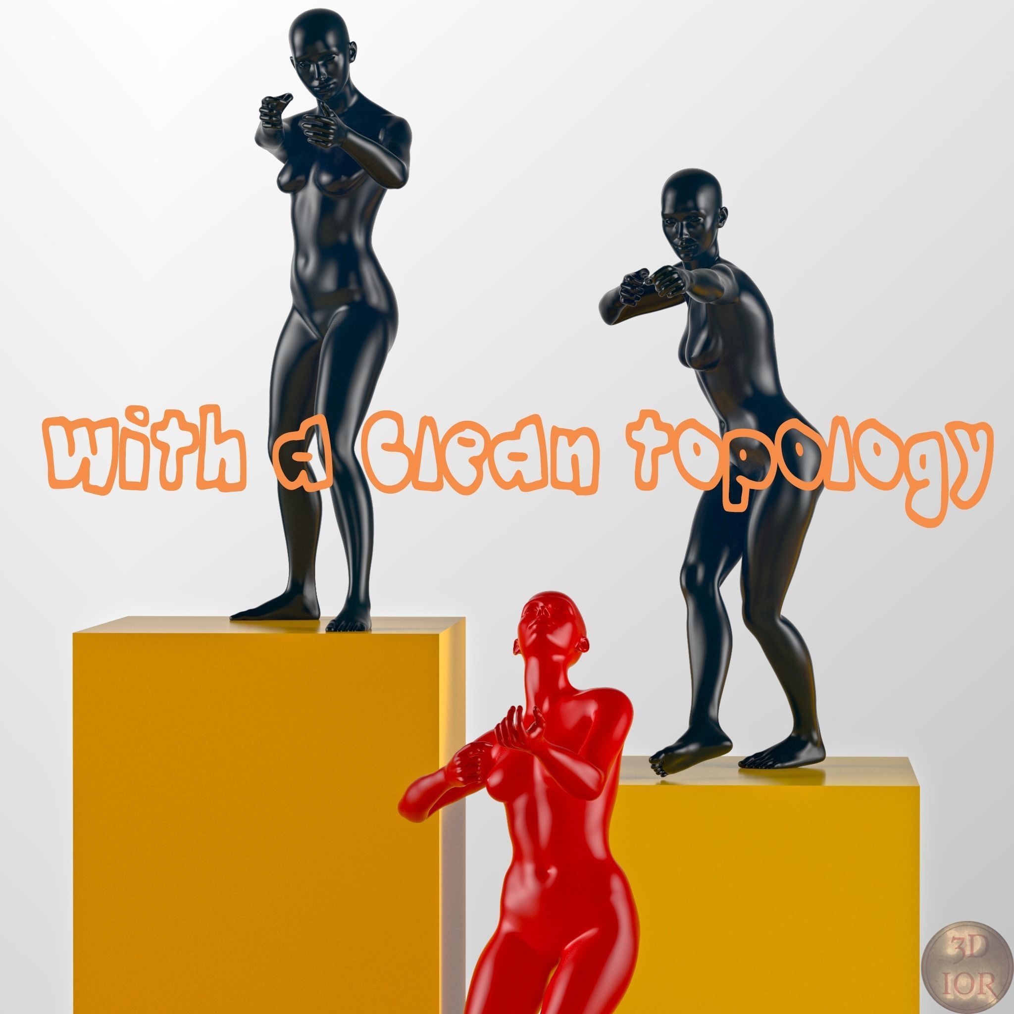 Base mesh of warrior girl Low-poly 3D model_5