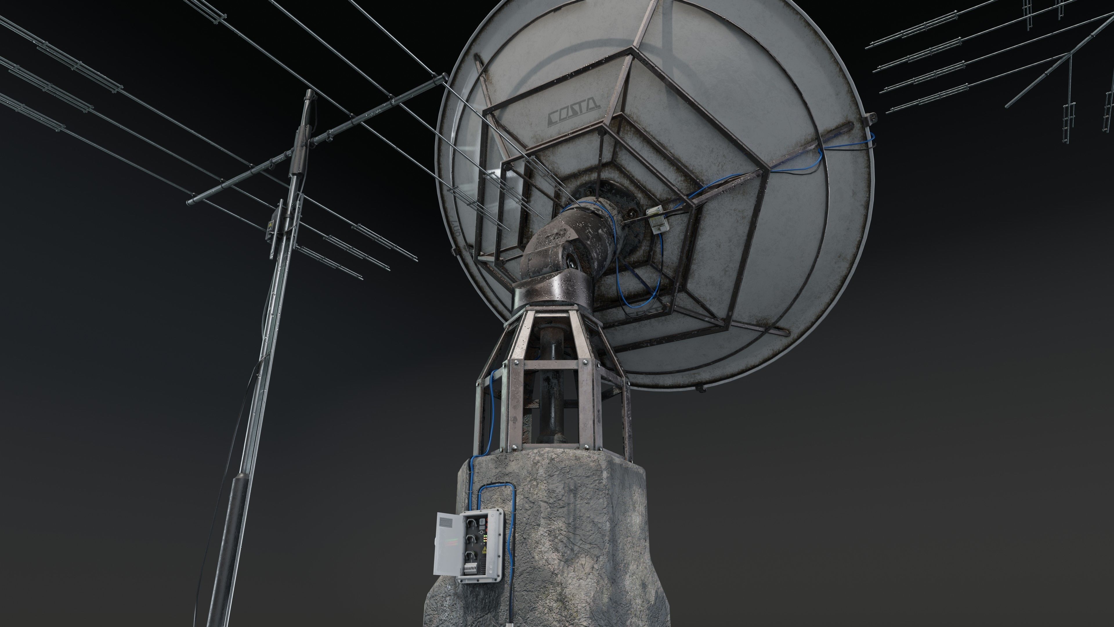 Satellite Antenna part2 Low-poly 3D model_6