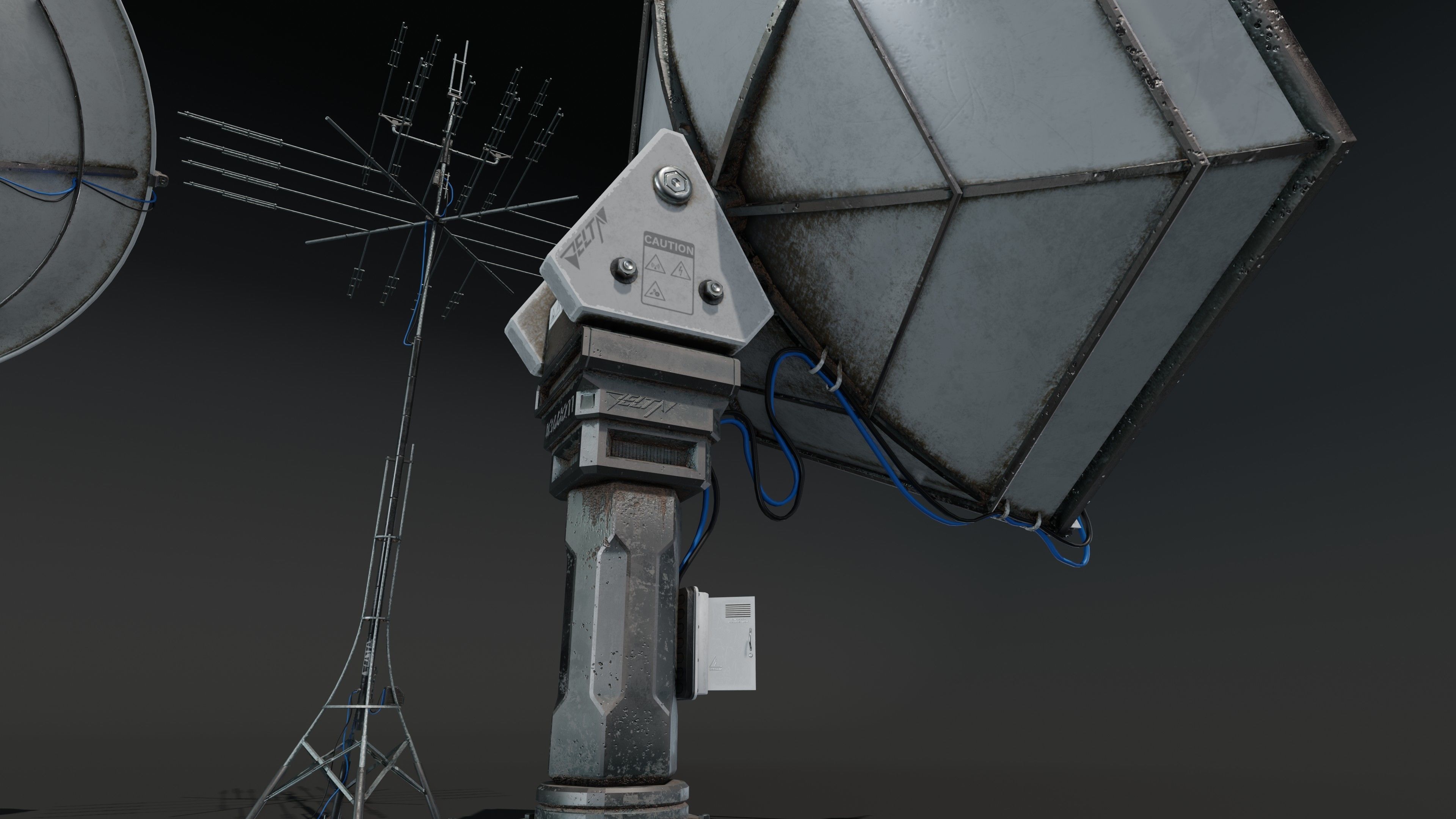 Satellite Antenna part2 Low-poly 3D model_3