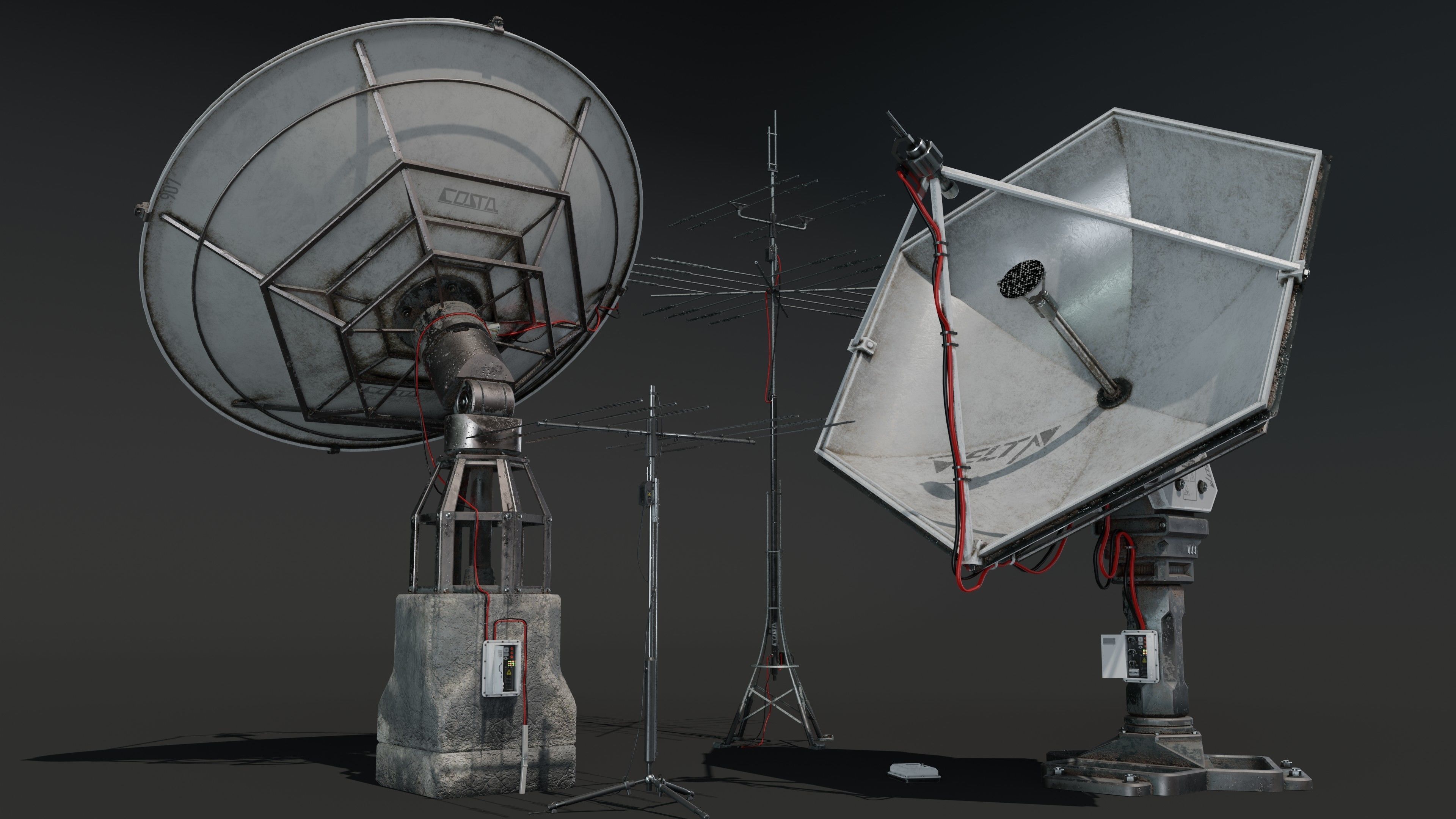 Satellite Antenna part2 Low-poly 3D model_17