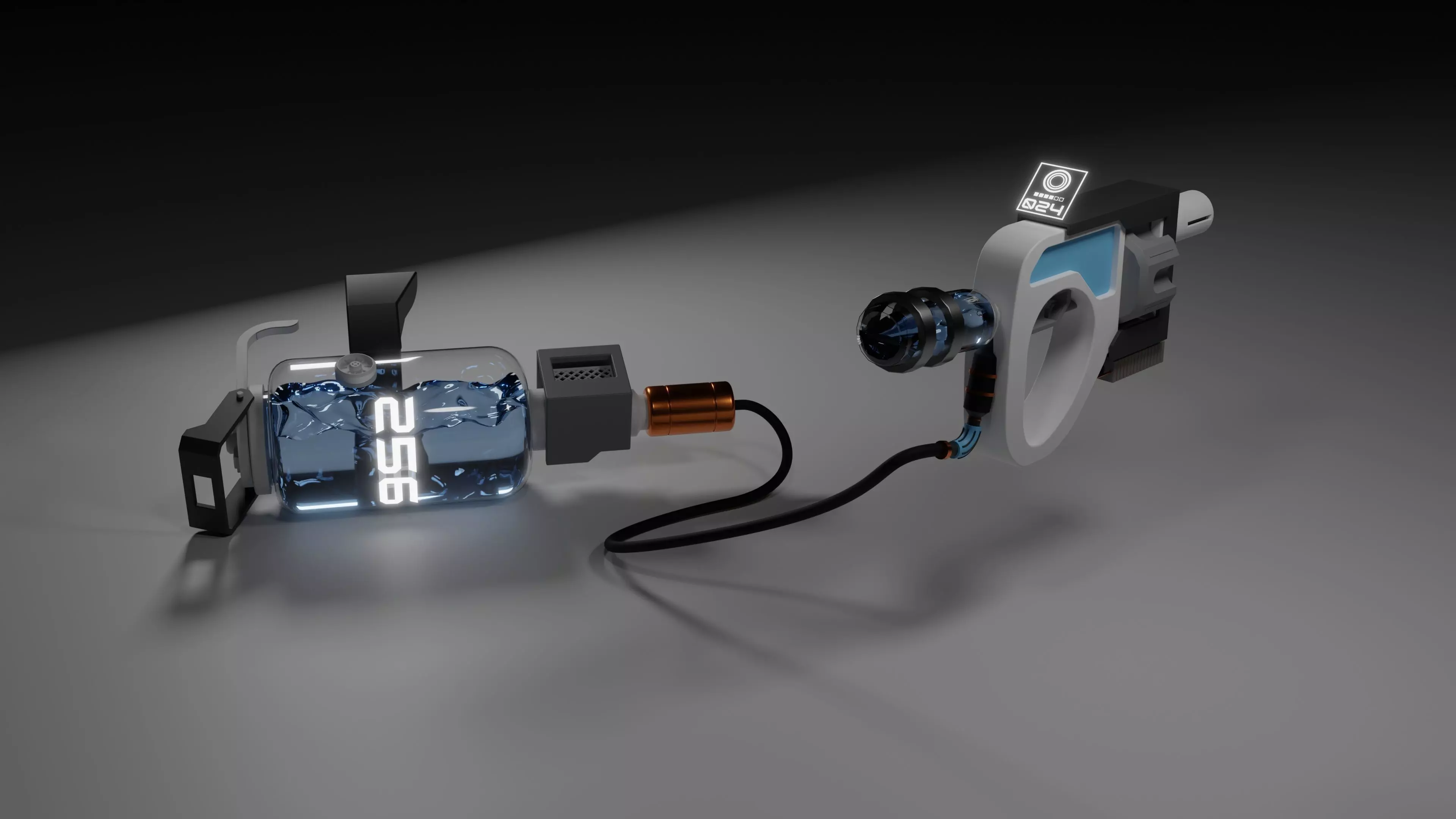 Sci-Fi Hi-tech Water Gun Low-poly 3D model_0