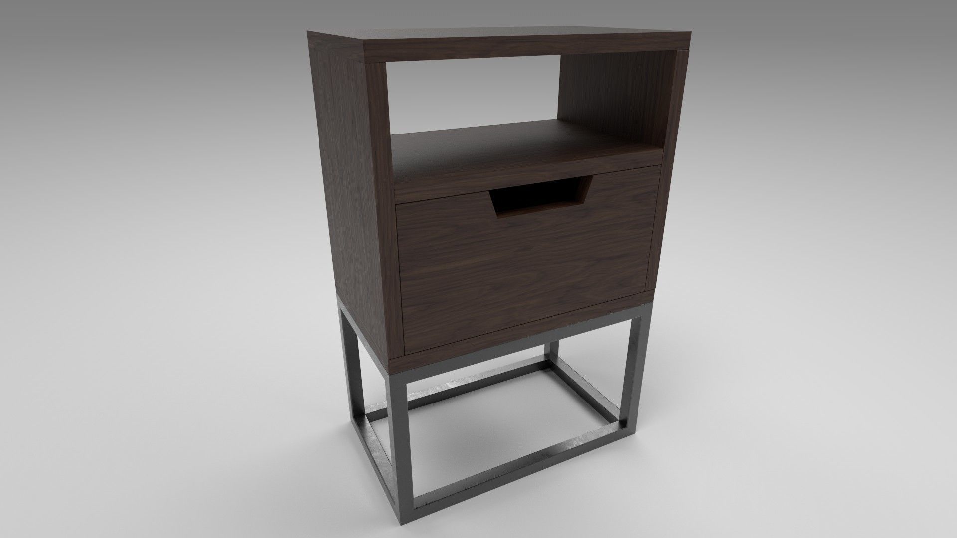 Modern bedside table dark brown Low-poly 3D model_2