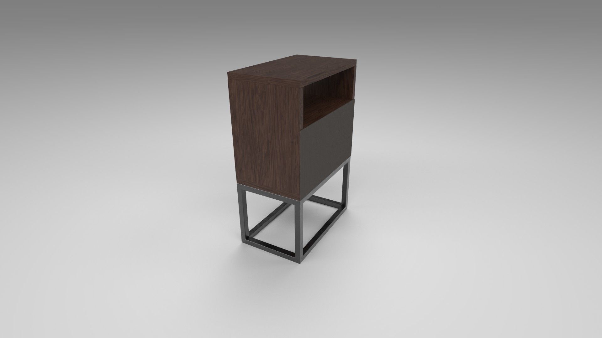 Modern bedside table dark brown Low-poly 3D model_3