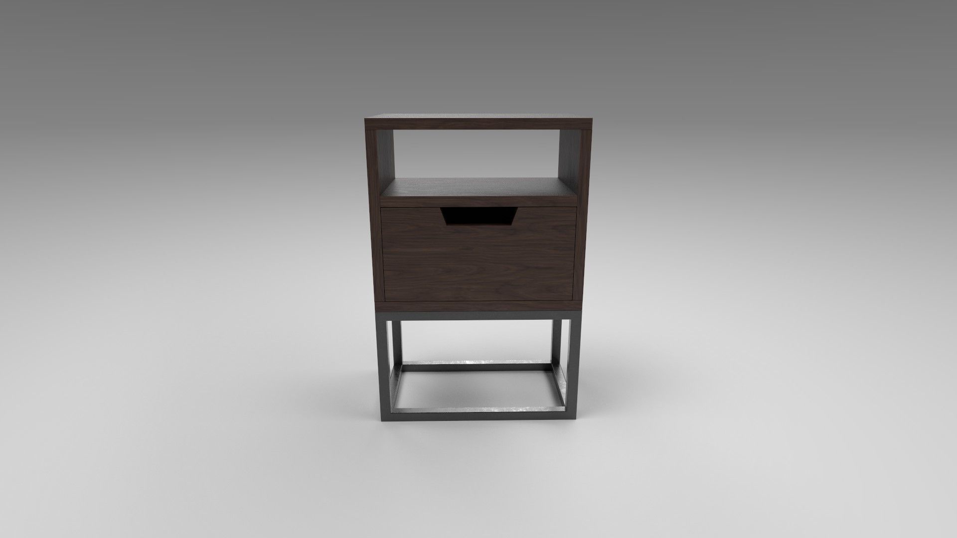 Modern bedside table dark brown Low-poly 3D model_1