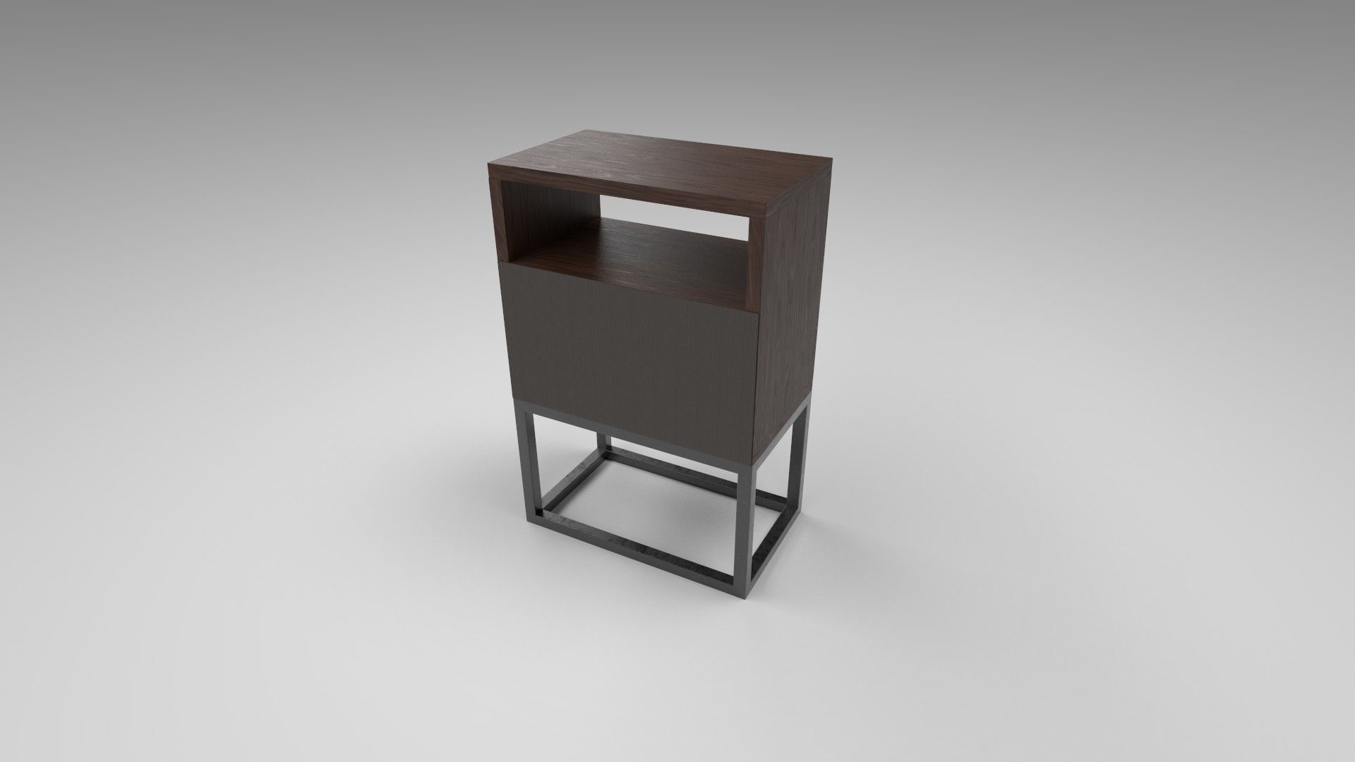 Modern bedside table dark brown Low-poly 3D model_4