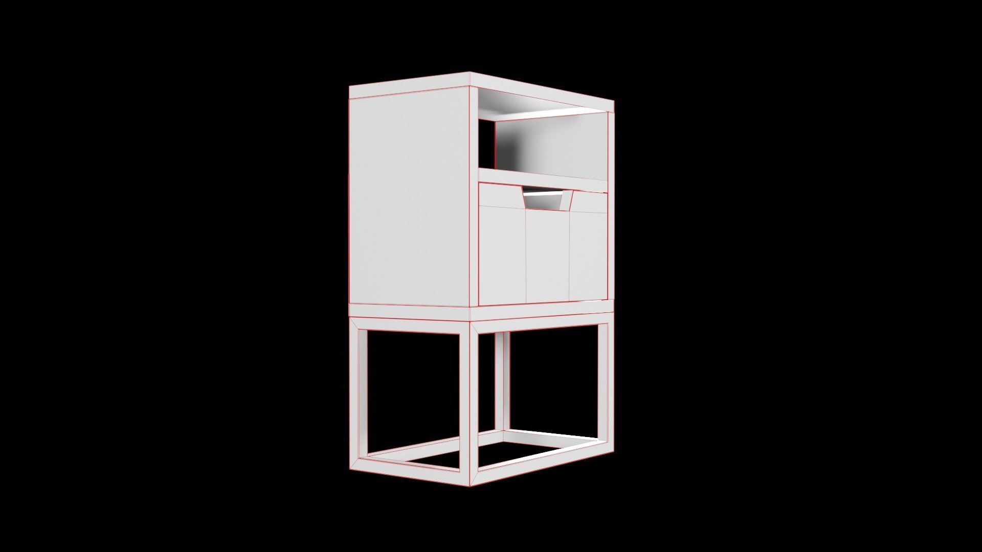 Modern bedside table dark brown Low-poly 3D model_8