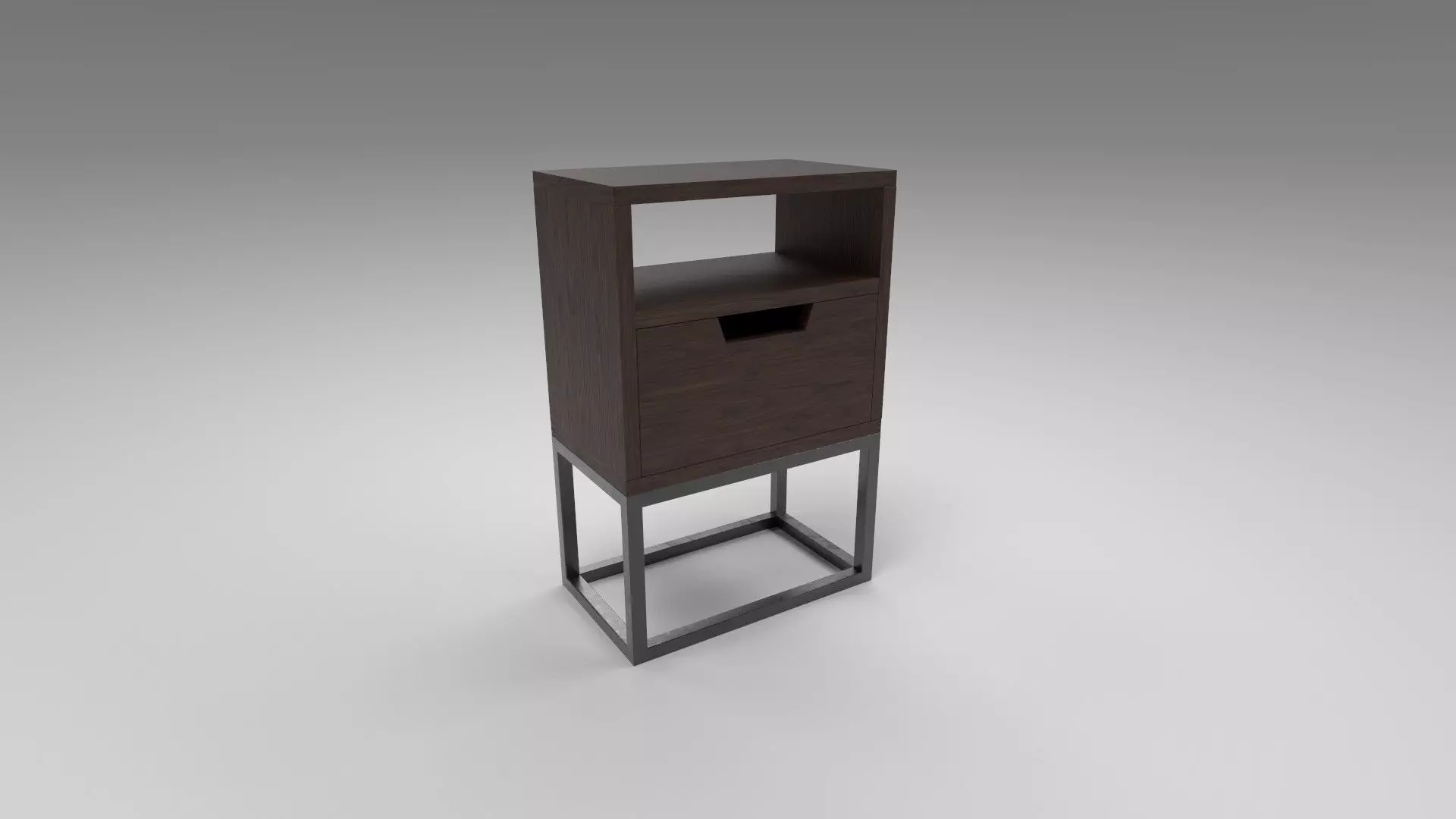 Modern bedside table dark brown Low-poly 3D model_0