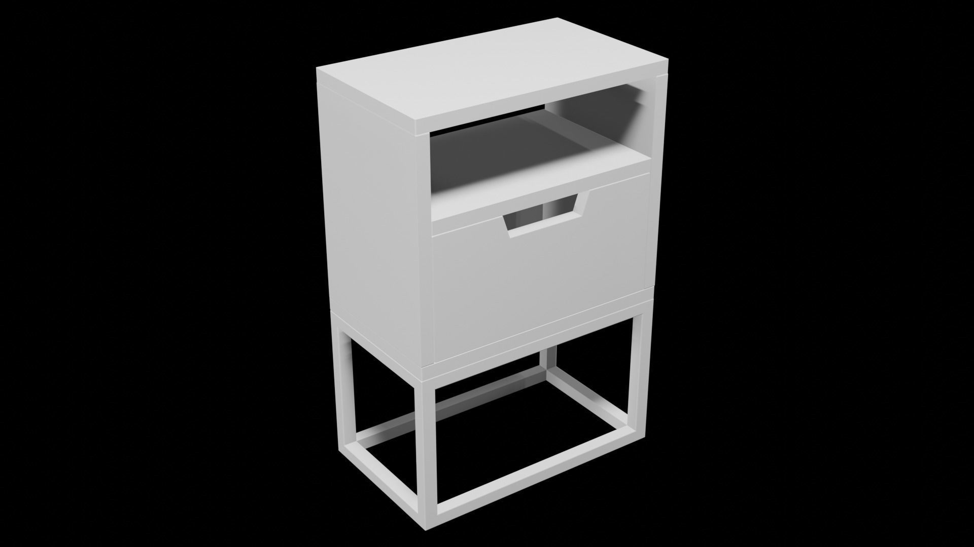 Modern bedside table dark brown Low-poly 3D model_10