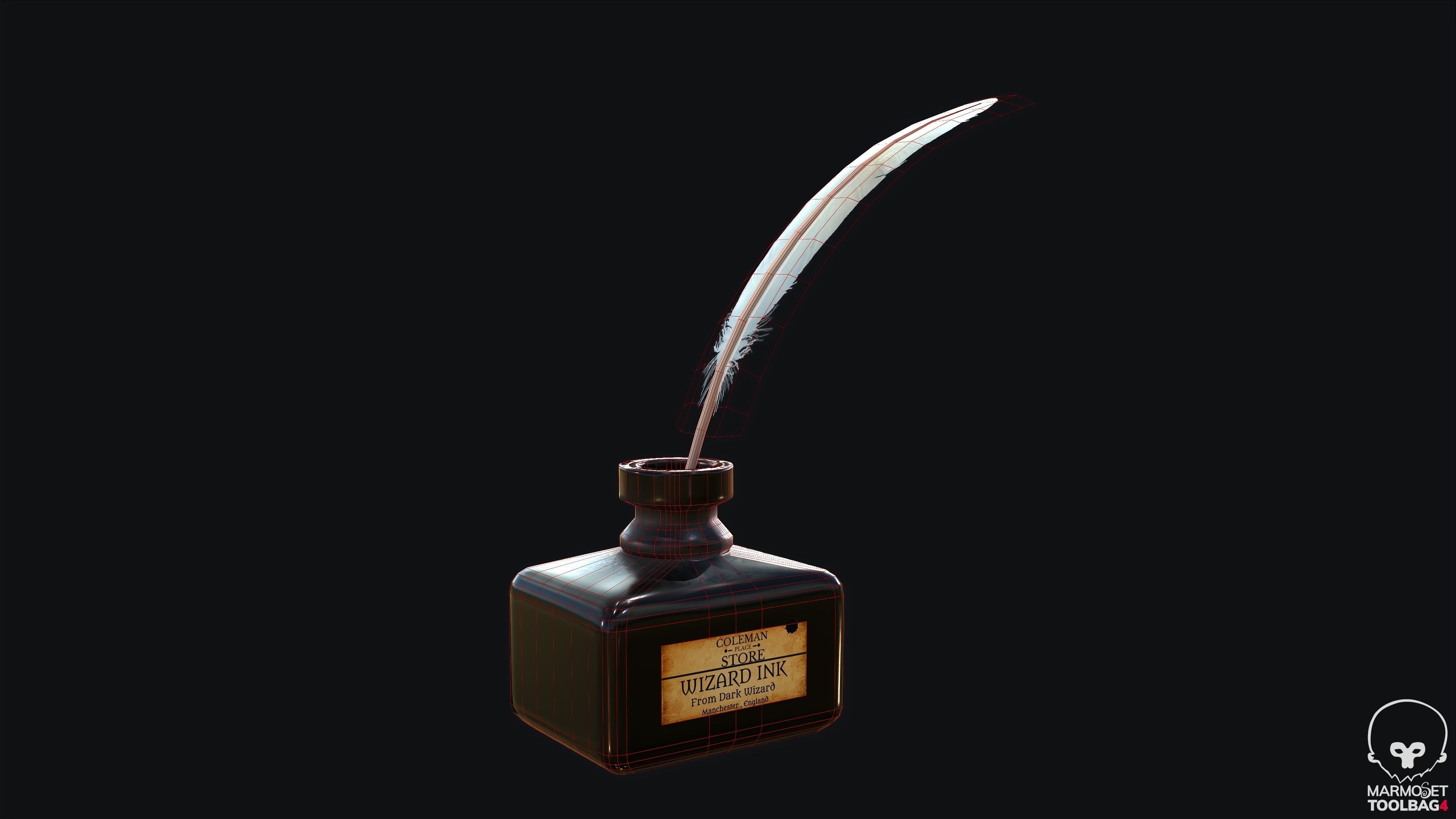 Quill Pen PBR Game Ready Low-poly 3D model_4
