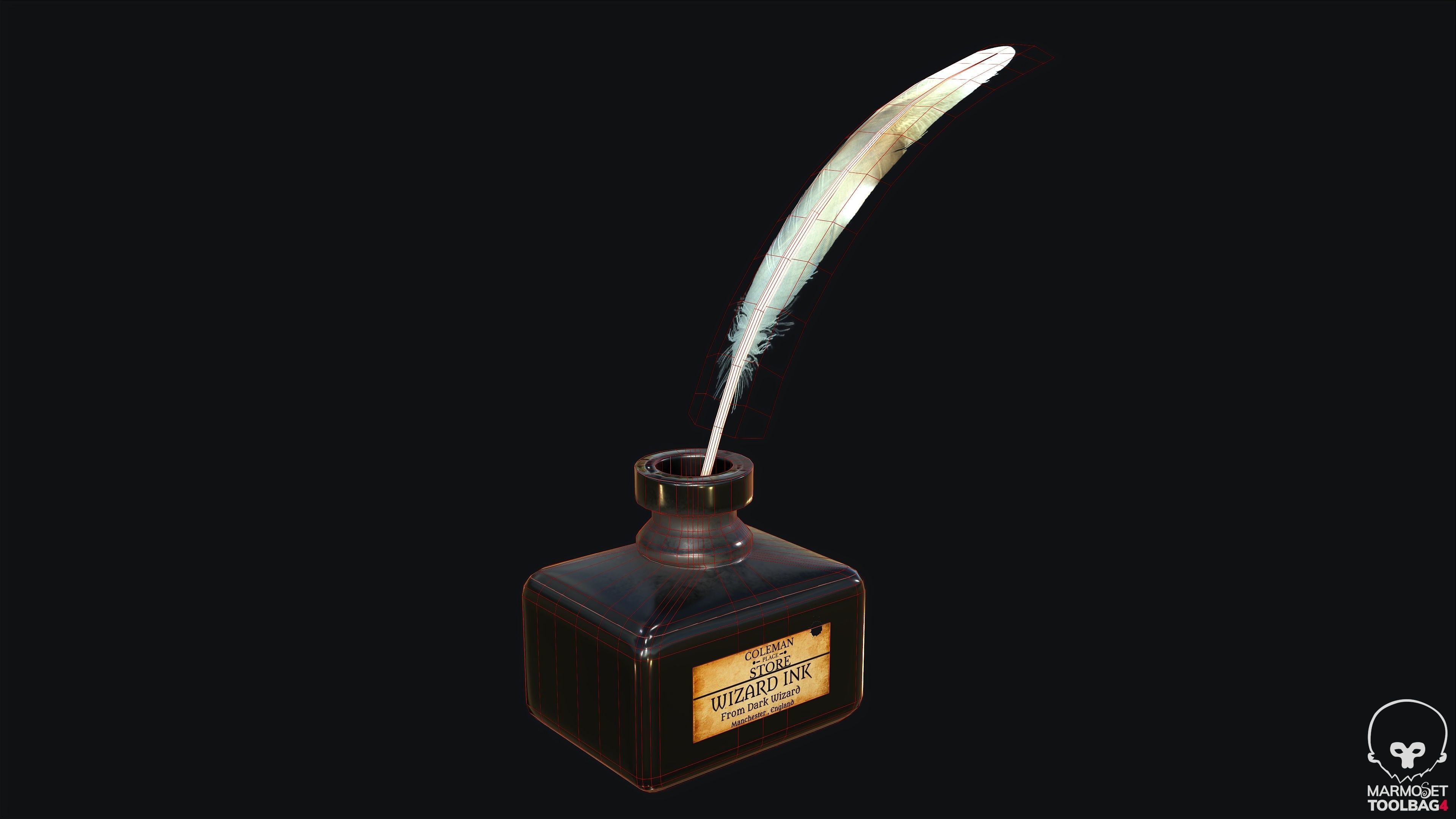 Quill Pen PBR Game Ready Low-poly 3D model_2