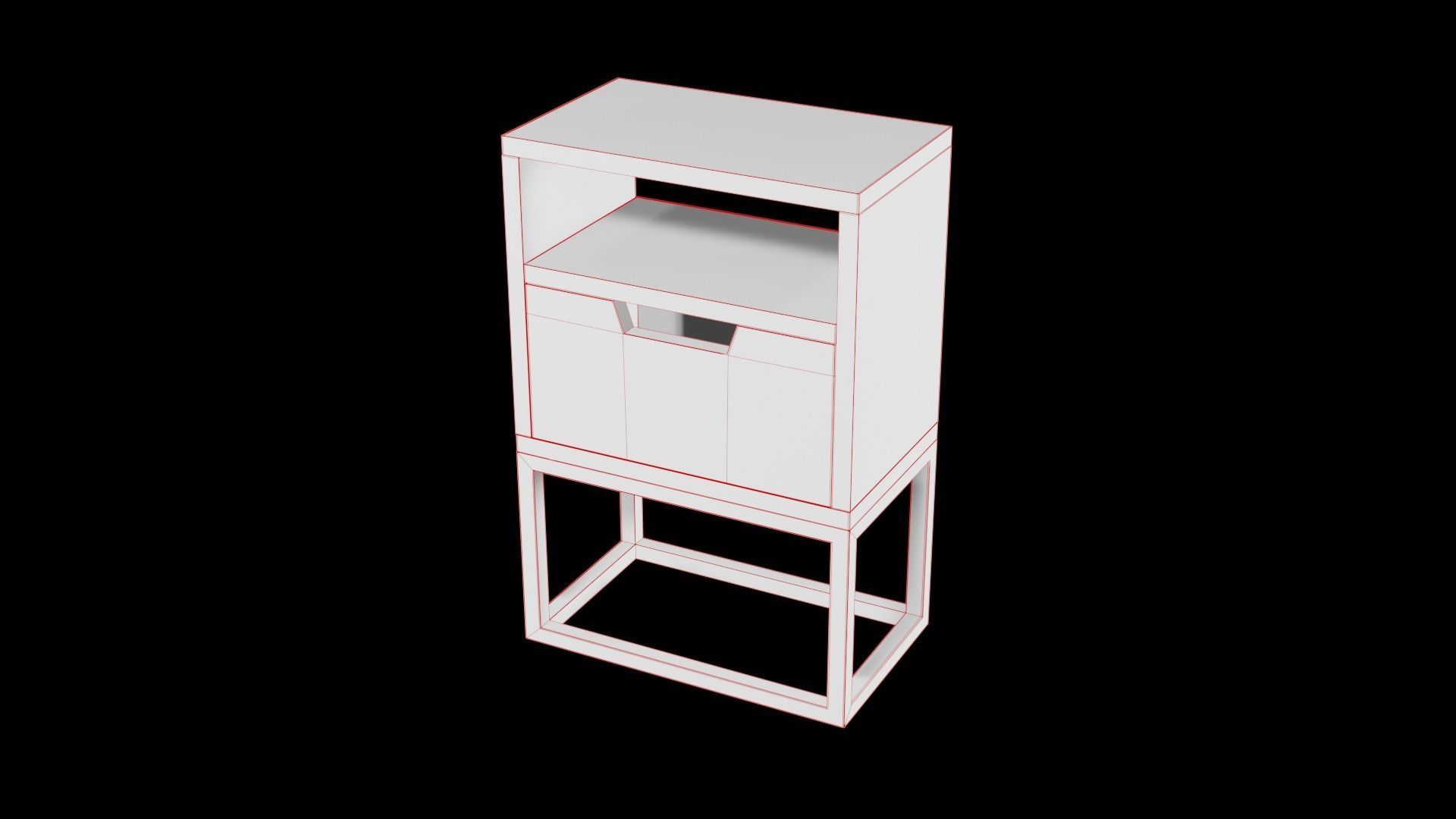 Modern bedside table light brown Low-poly 3D model_6