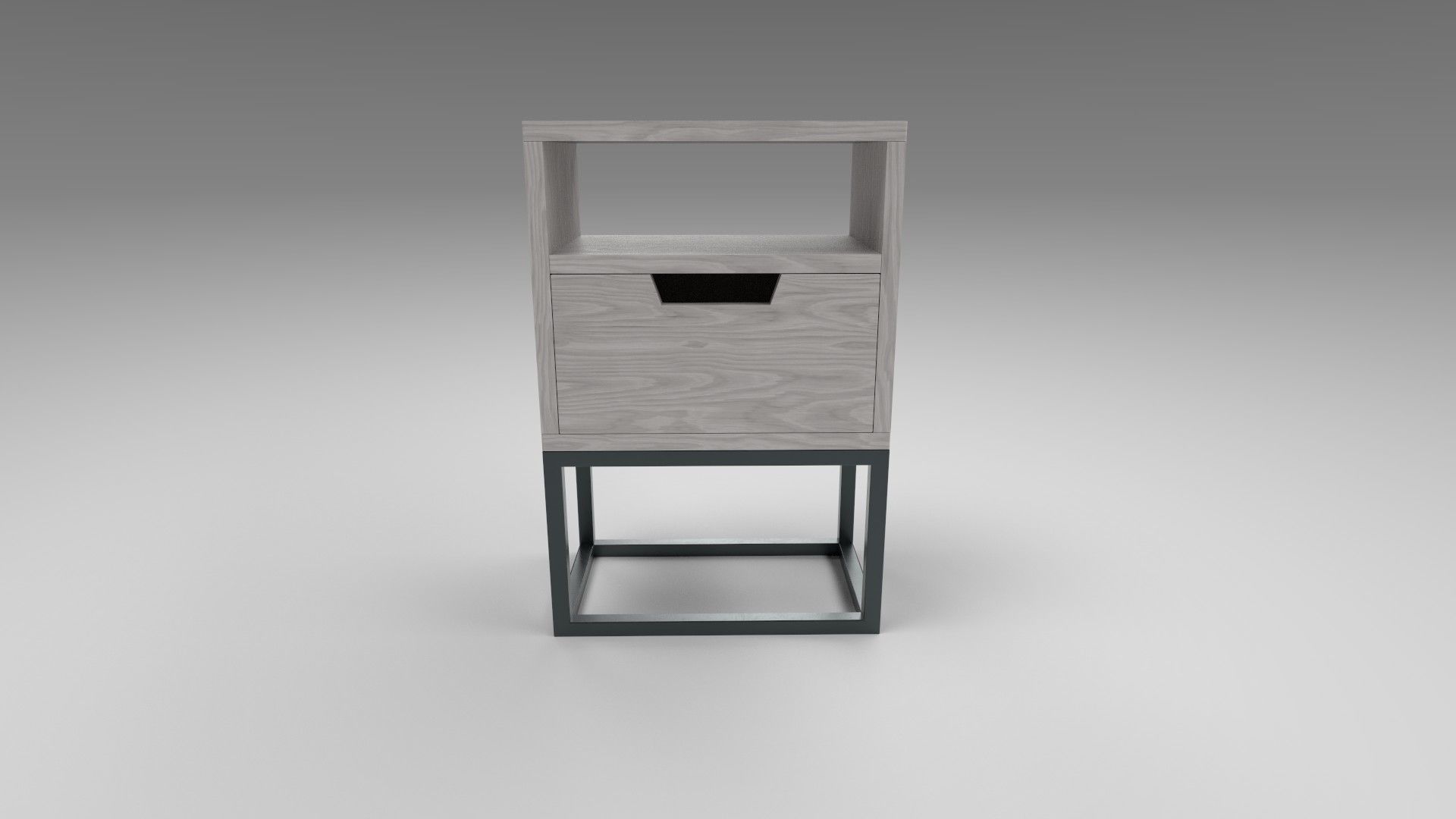 Modern bedside table light brown Low-poly 3D model_1