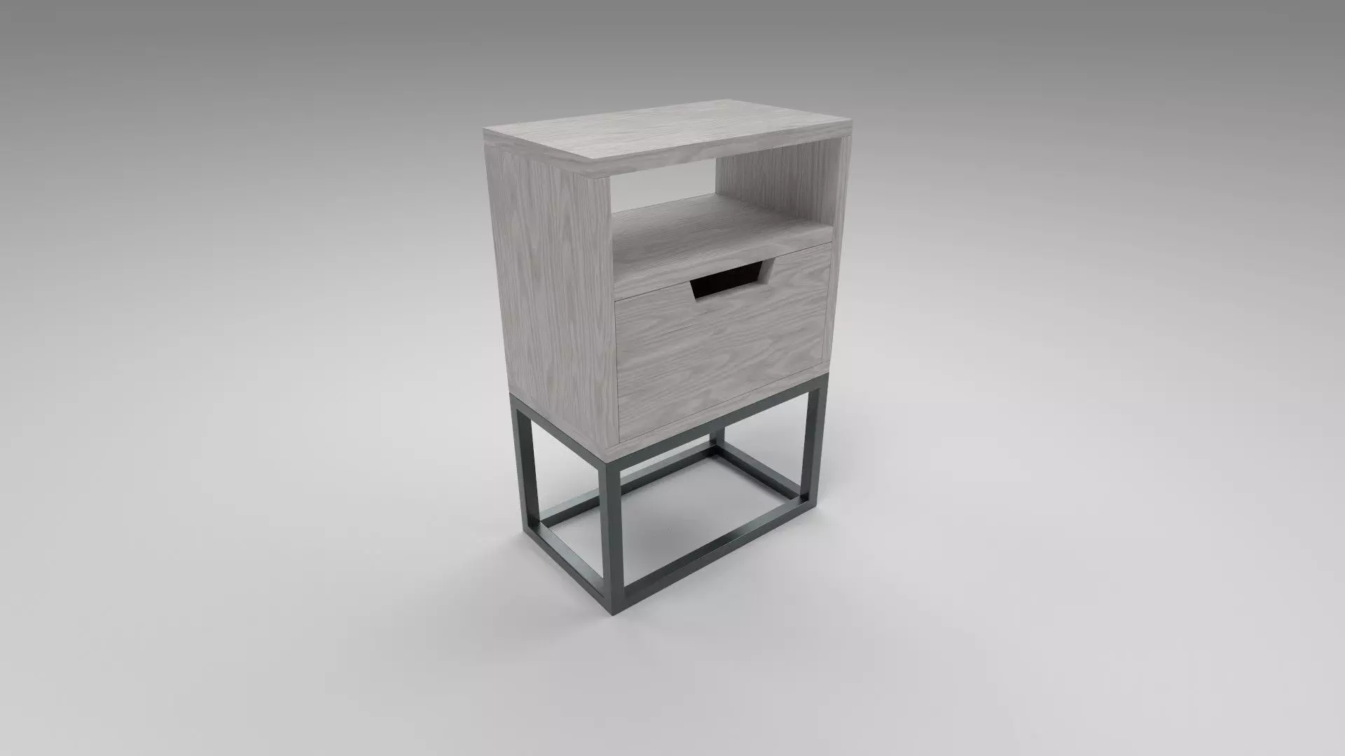 Modern bedside table light brown Low-poly 3D model_0