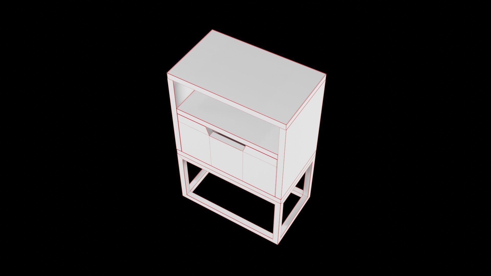 Modern bedside table light brown Low-poly 3D model_9