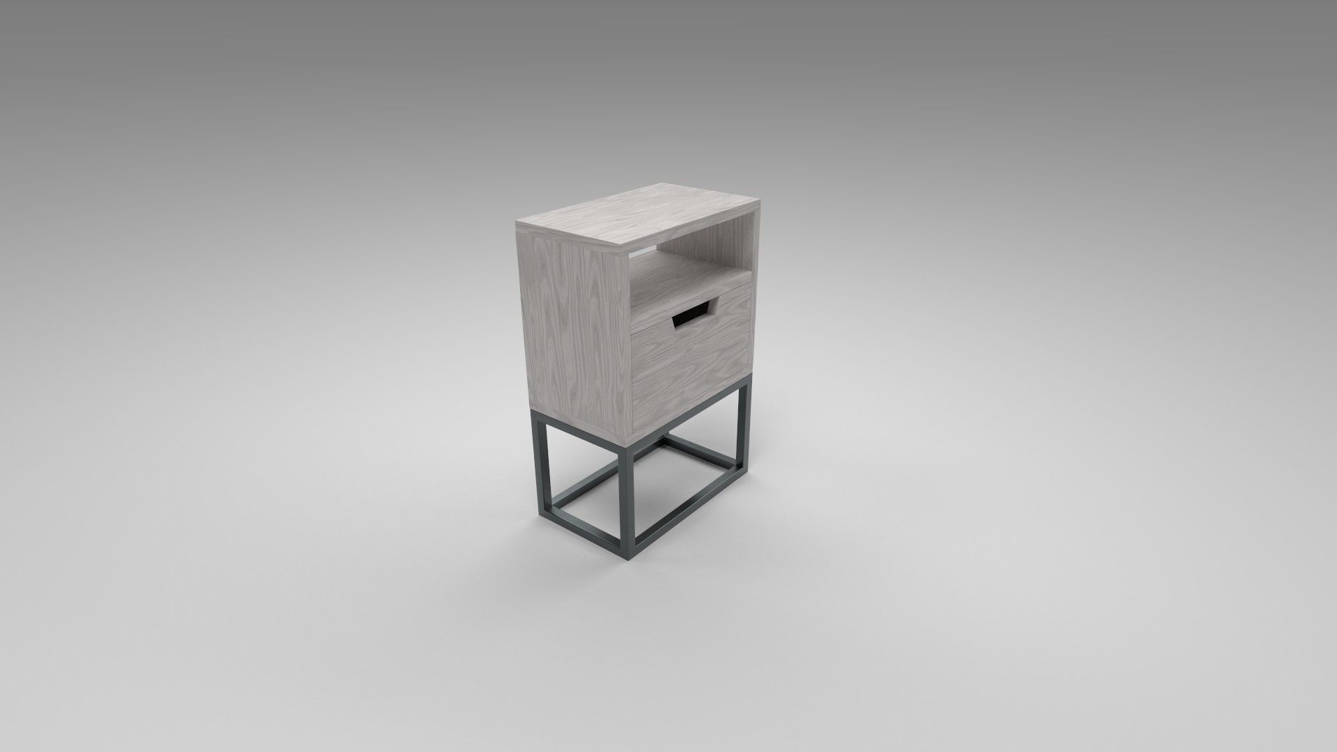 Modern bedside table light brown Low-poly 3D model_5