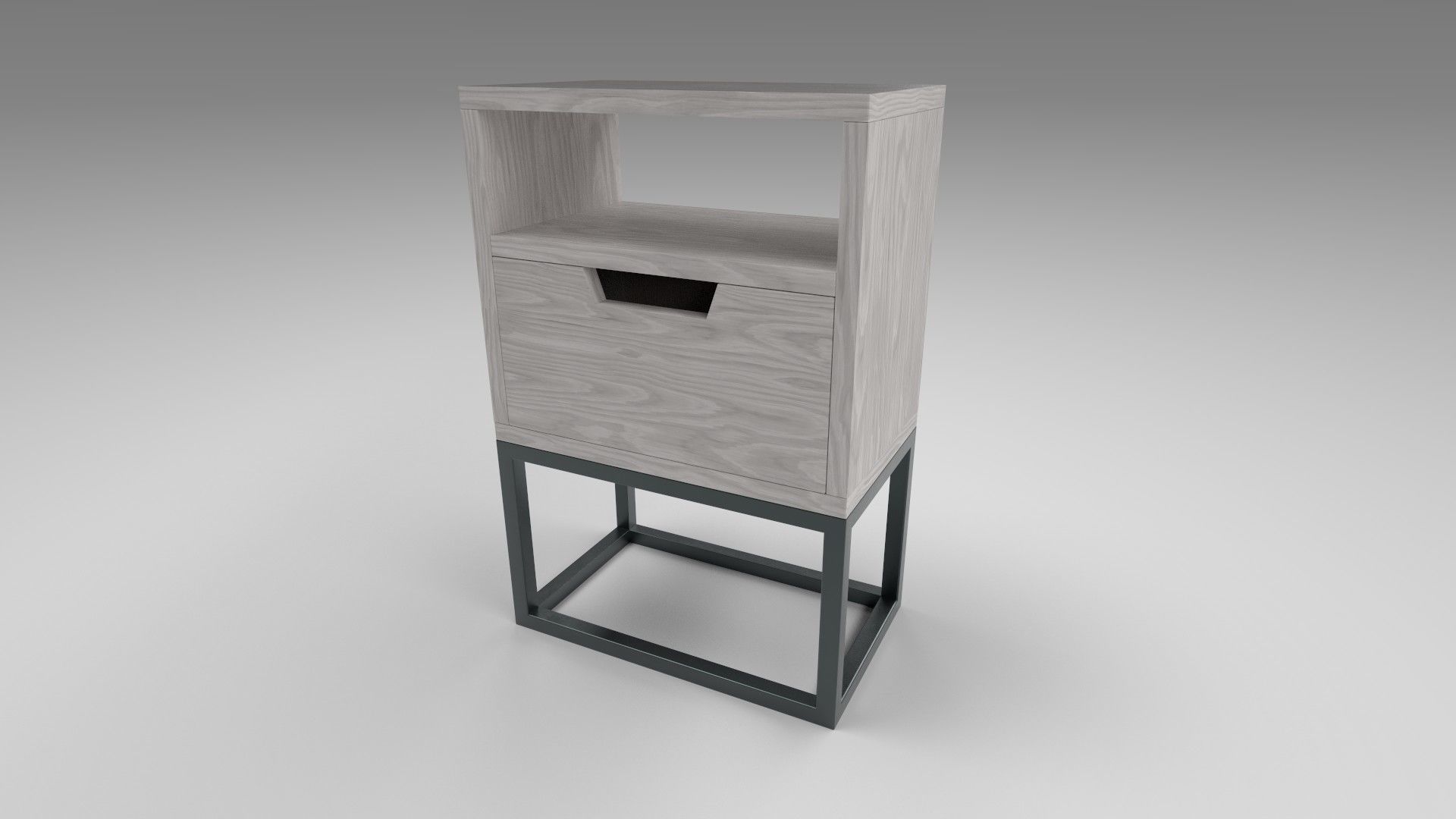 Modern bedside table light brown Low-poly 3D model_2