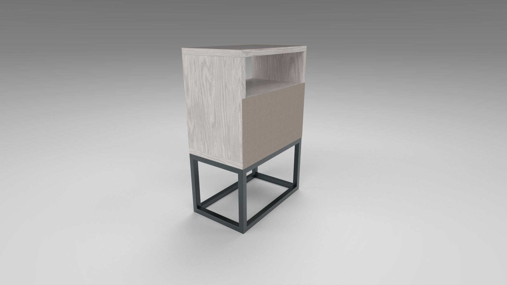 Modern bedside table light brown Low-poly 3D model_4