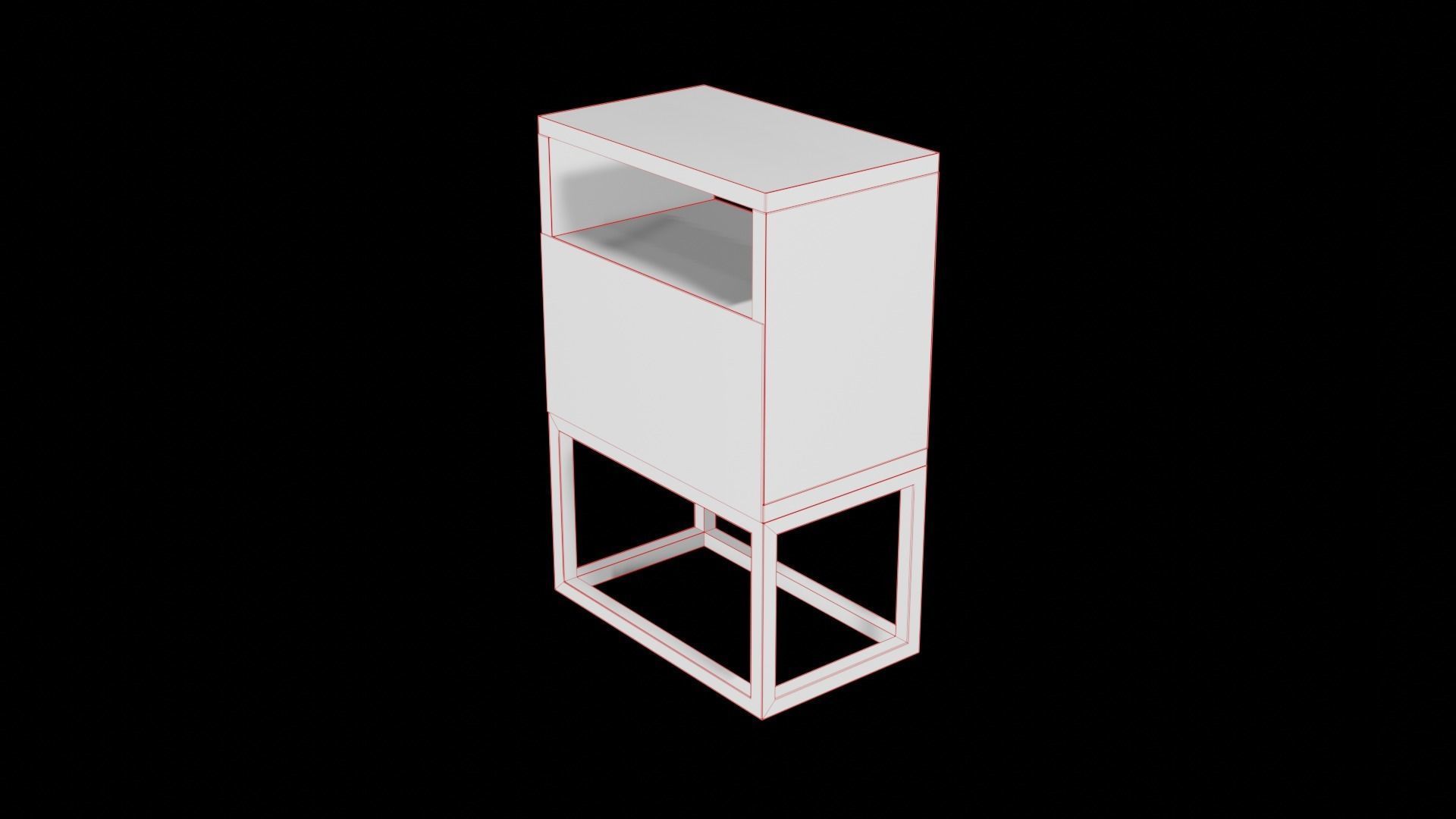 Modern bedside table light brown Low-poly 3D model_7