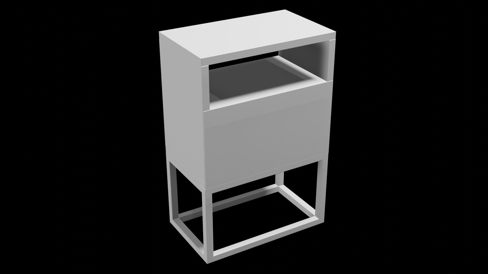 Modern bedside table light brown Low-poly 3D model_12