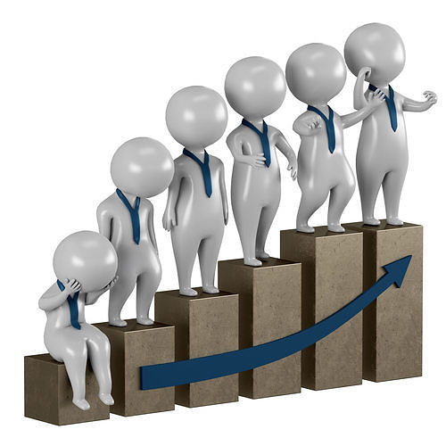 3D men 2 business people on bar graph 3D model