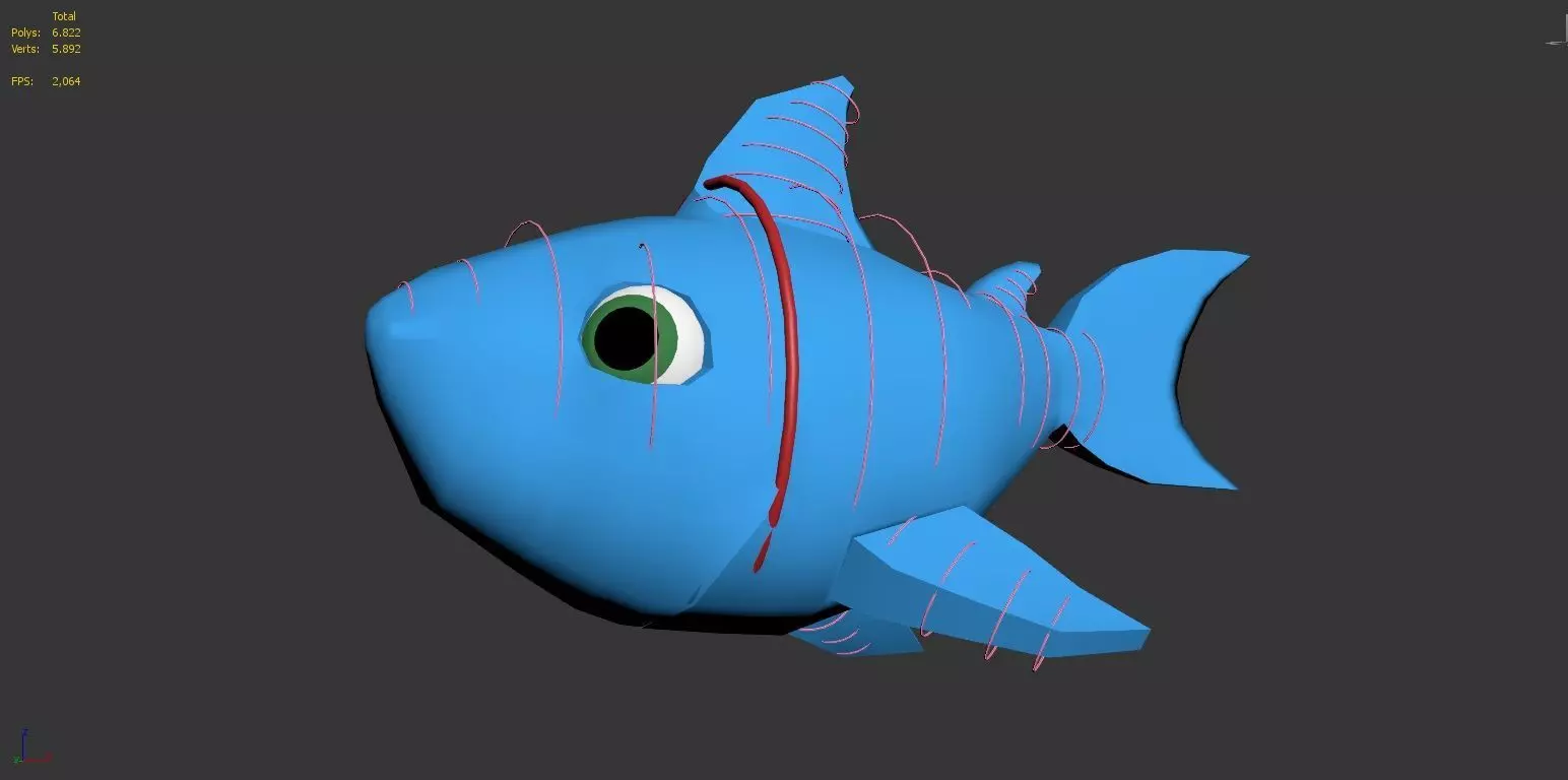 baby shark rigged character lowpoly Low-poly 3D model_0