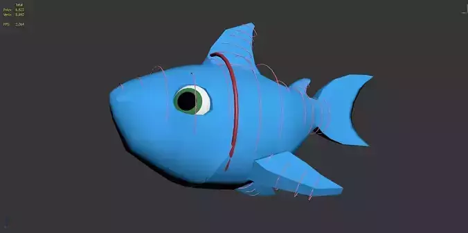 baby shark rigged character lowpoly