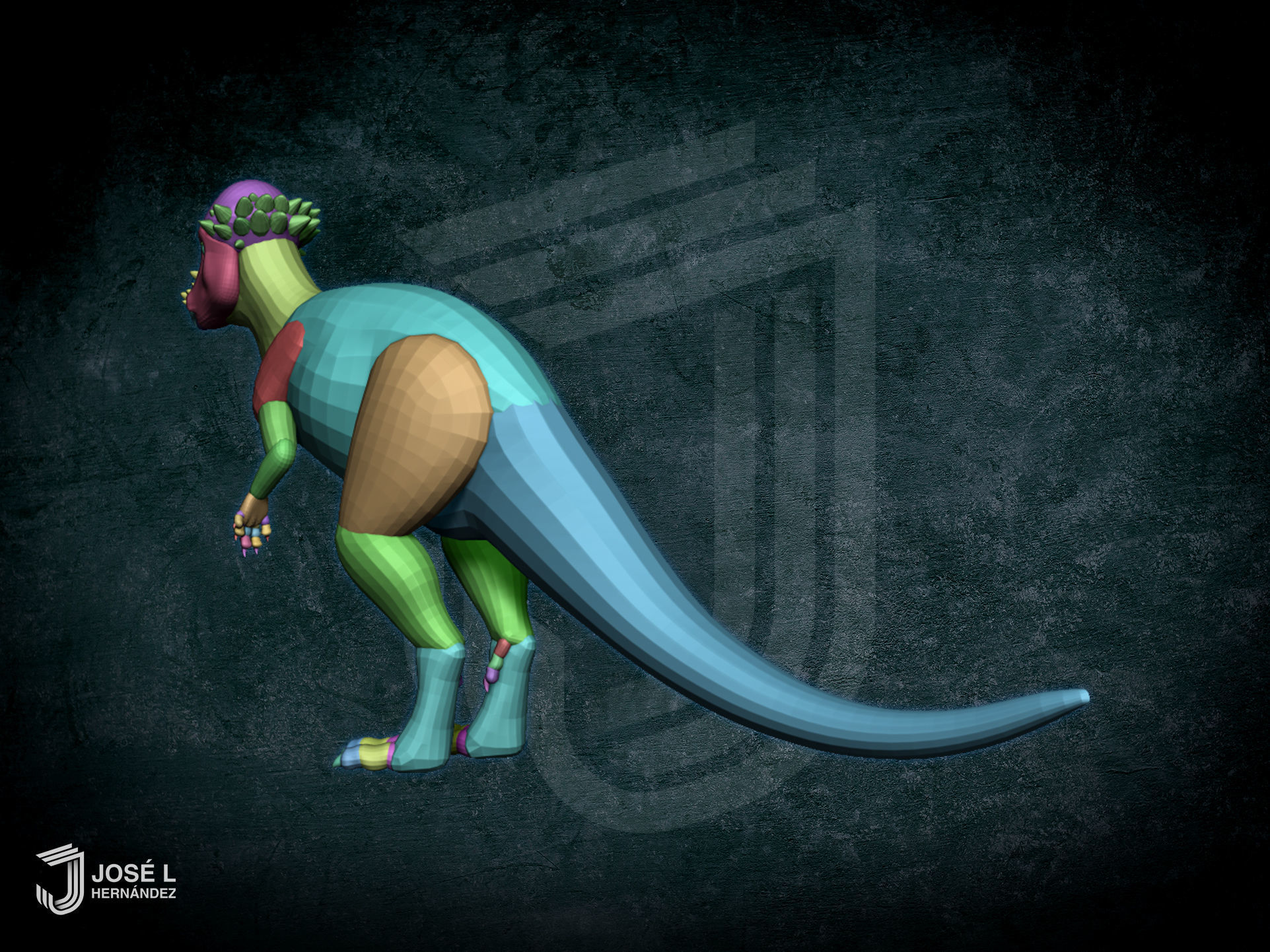 Basemesh Pachycephalosaurus 3D model_3