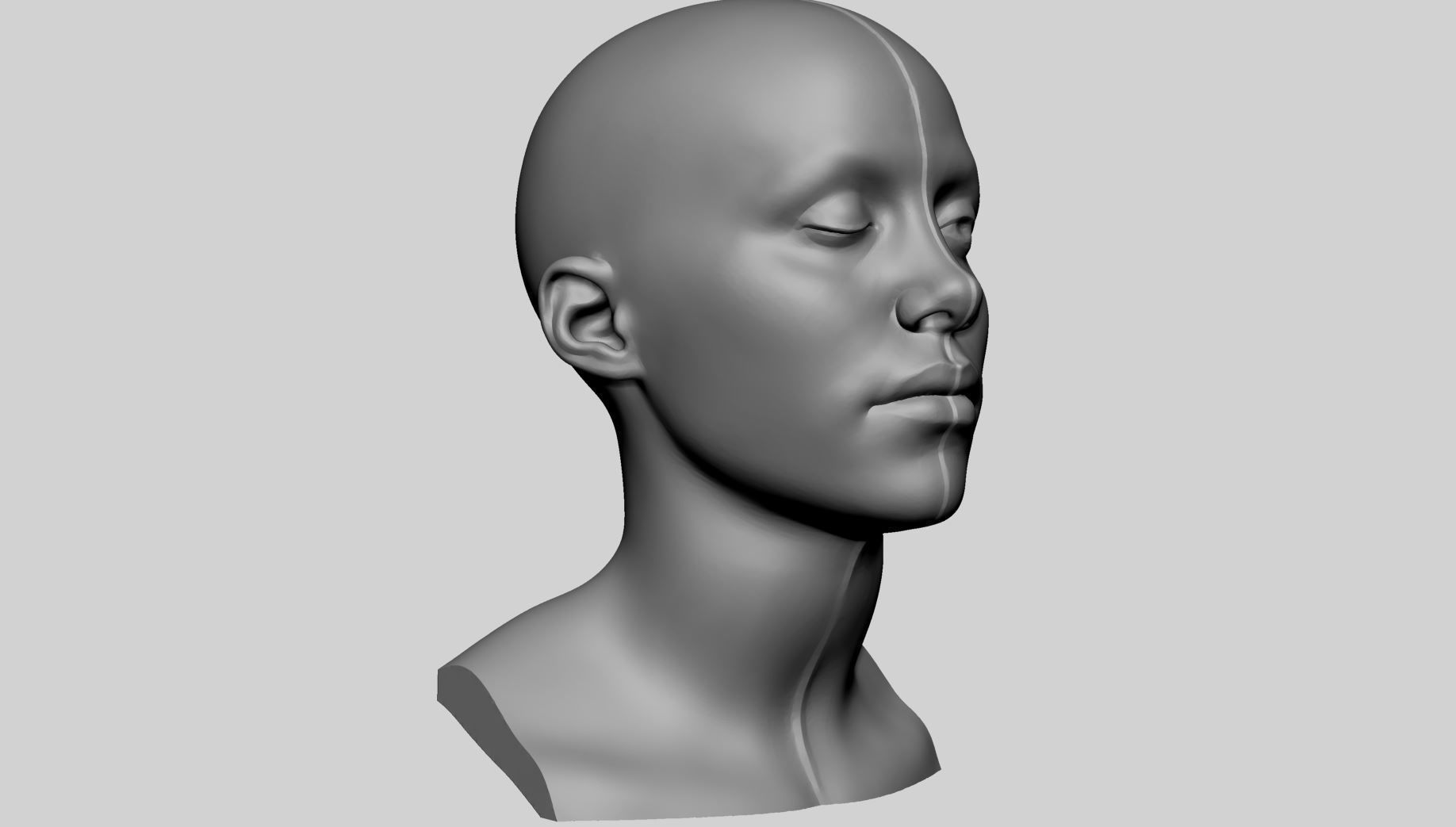 Female Head Printable v4 3D print model_1