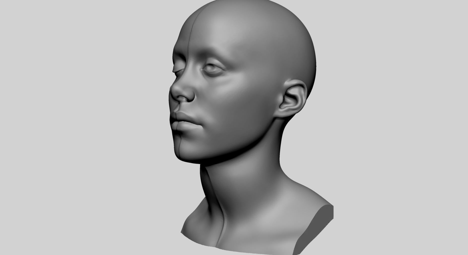 Female Head Printable v4 3D print model_11